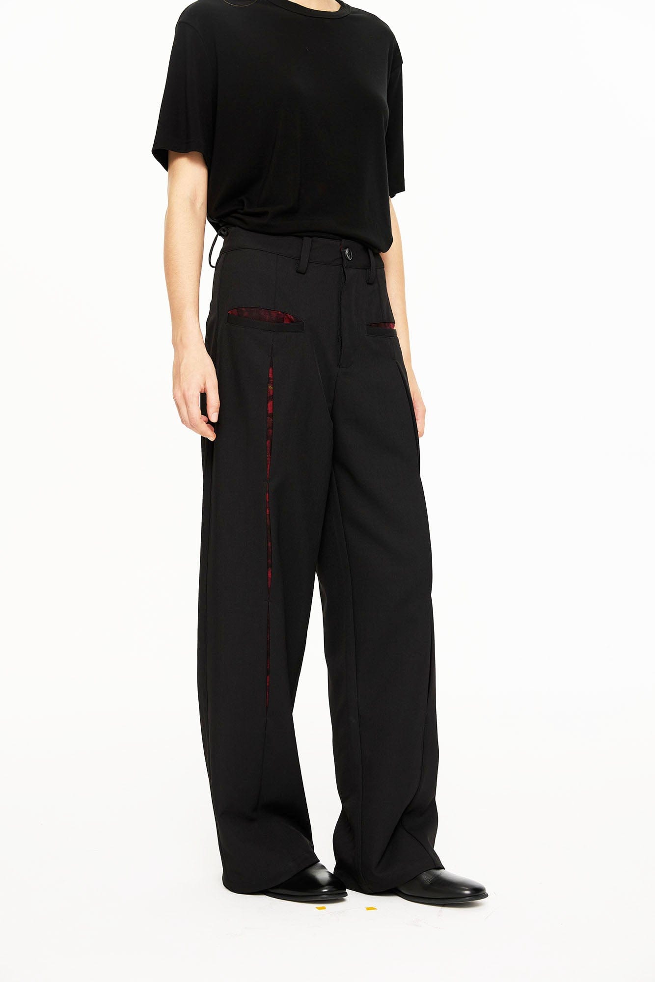 KREATE Floral Insert Slit Straight-Leg Trousers, premium urban and streetwear designers apparel on PROJECTISR.com, KREATE
