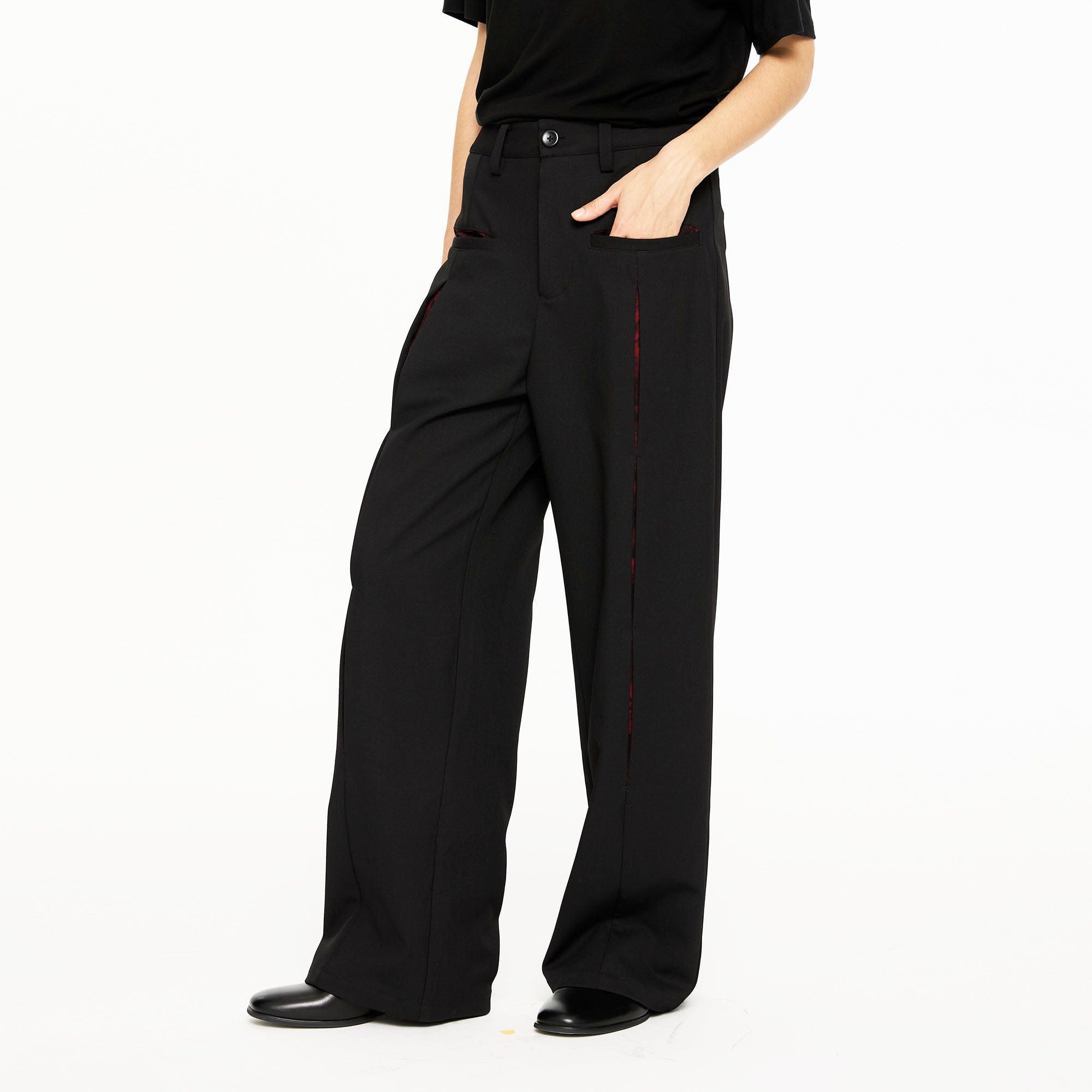 KREATE Floral Insert Slit Straight-Leg Trousers, premium urban and streetwear designers apparel on PROJECTISR.com, KREATE