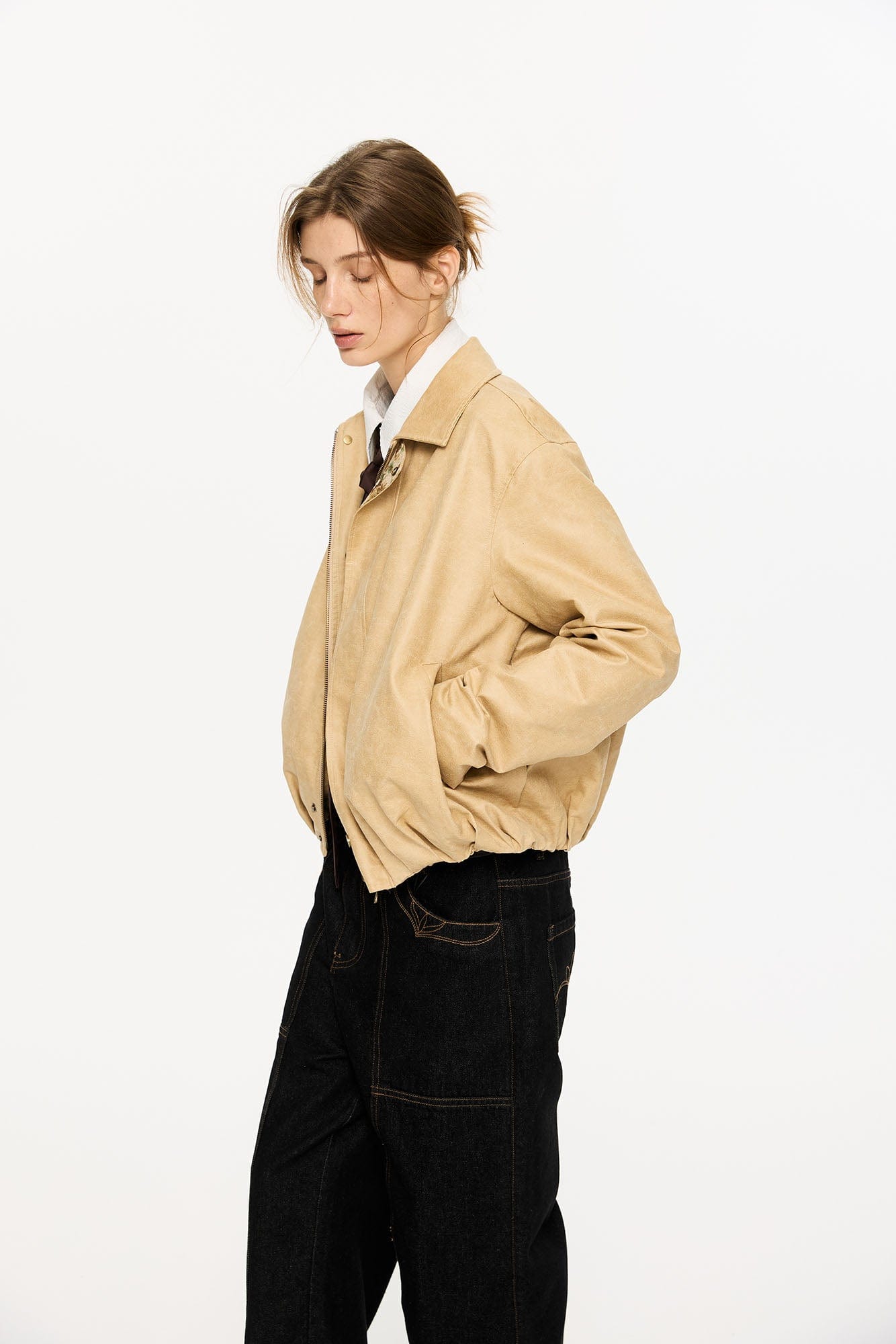 KREATE Floral-Lined Suede Bomber Jacket, premium urban and streetwear designers apparel on PROJECTISR.com, KREATE