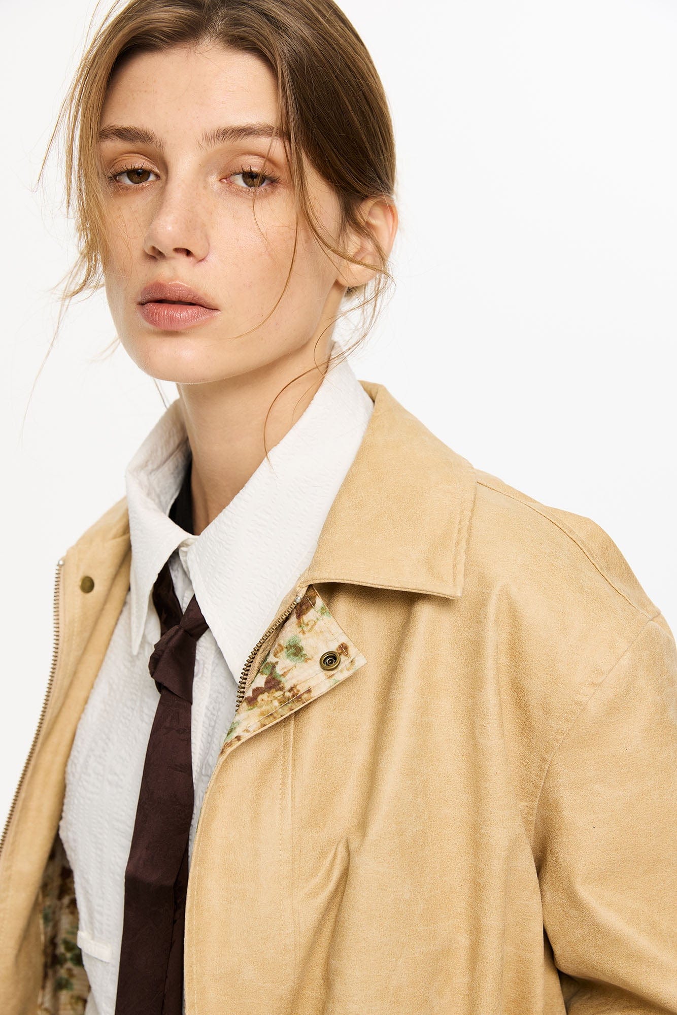 KREATE Floral-Lined Suede Bomber Jacket, premium urban and streetwear designers apparel on PROJECTISR.com, KREATE
