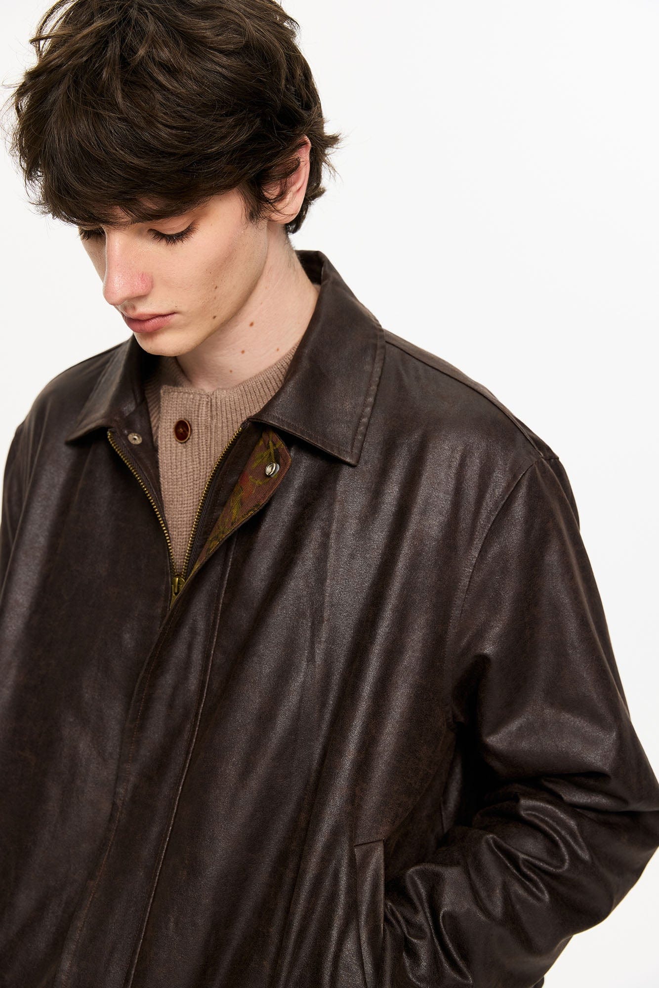 KREATE Floral-Lined Suede Bomber Jacket, premium urban and streetwear designers apparel on PROJECTISR.com, KREATE