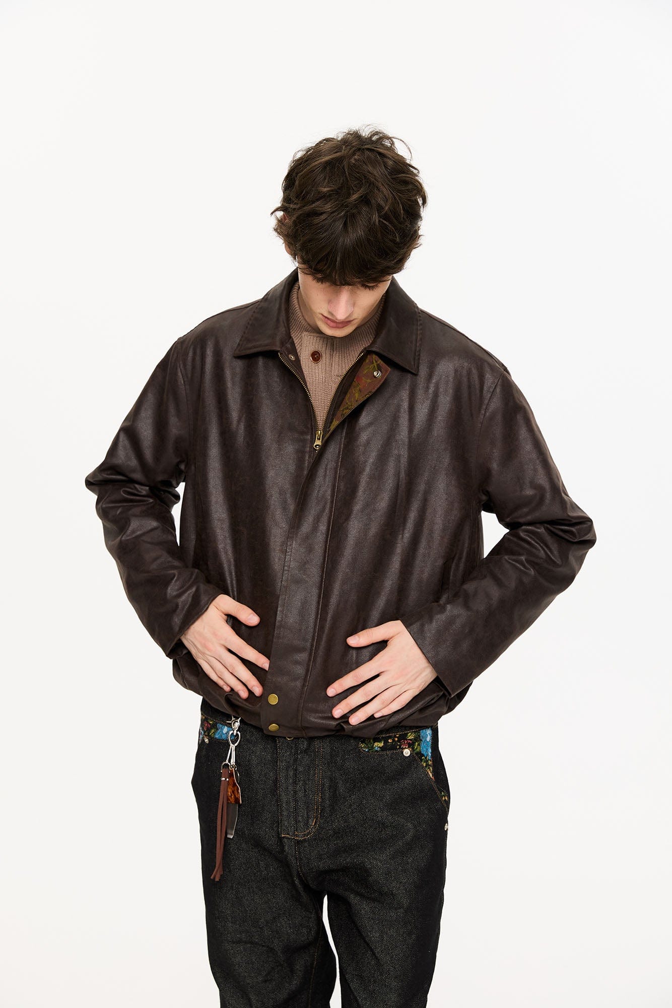 KREATE Floral-Lined Suede Bomber Jacket, premium urban and streetwear designers apparel on PROJECTISR.com, KREATE