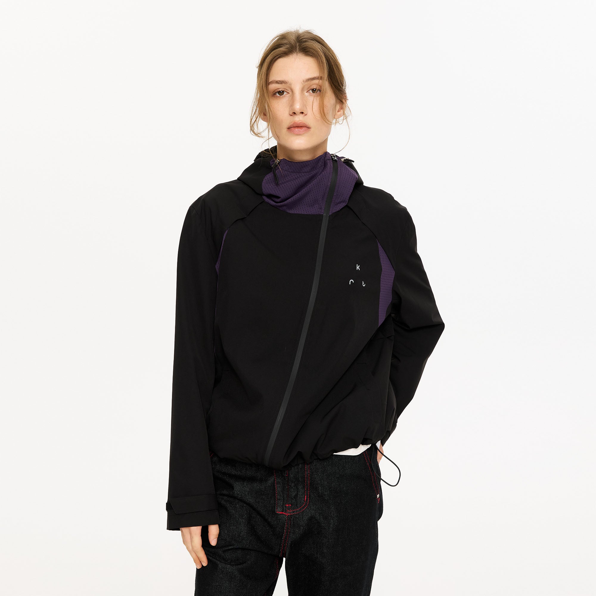 KREATE Asymmetric-Zip Teflon Hooded Jacket, premium urban and streetwear designers apparel on PROJECTISR.com, KREATE