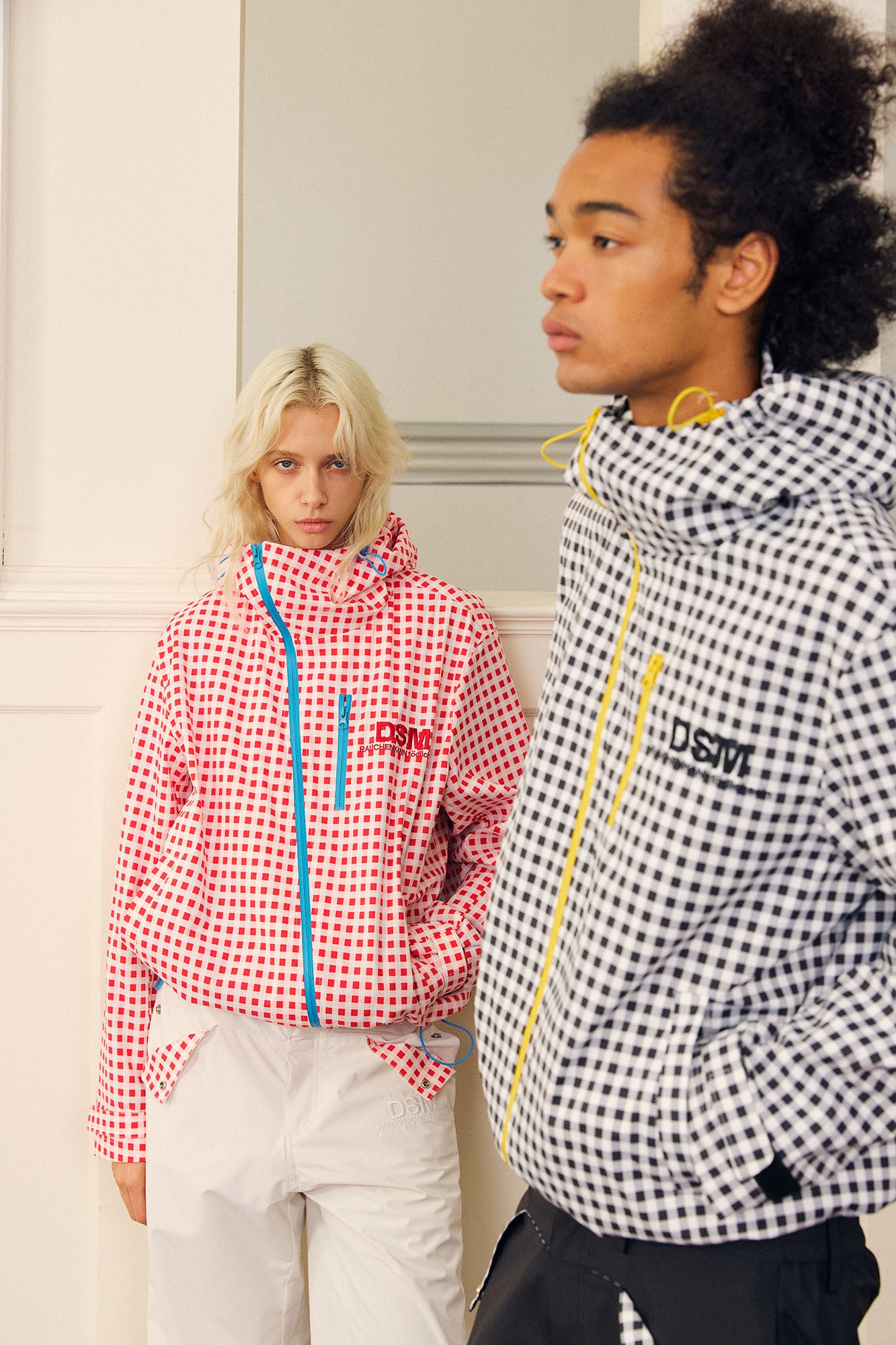 DONSMOKE Diagonal-Zip Check Teflon Windbreaker, premium urban and streetwear designers apparel on PROJECTISR.com, DONSMOKE
