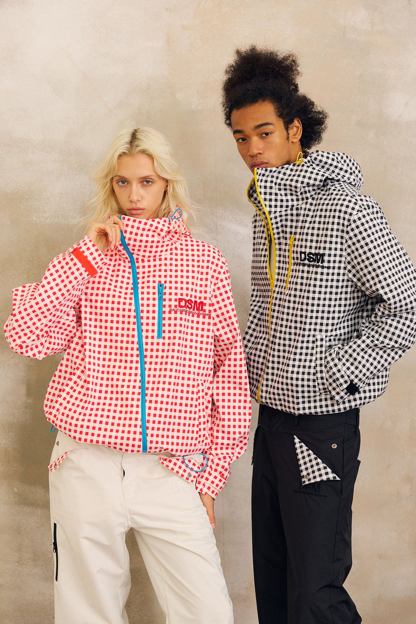 DONSMOKE Diagonal-Zip Check Teflon Windbreaker, premium urban and streetwear designers apparel on PROJECTISR.com, DONSMOKE