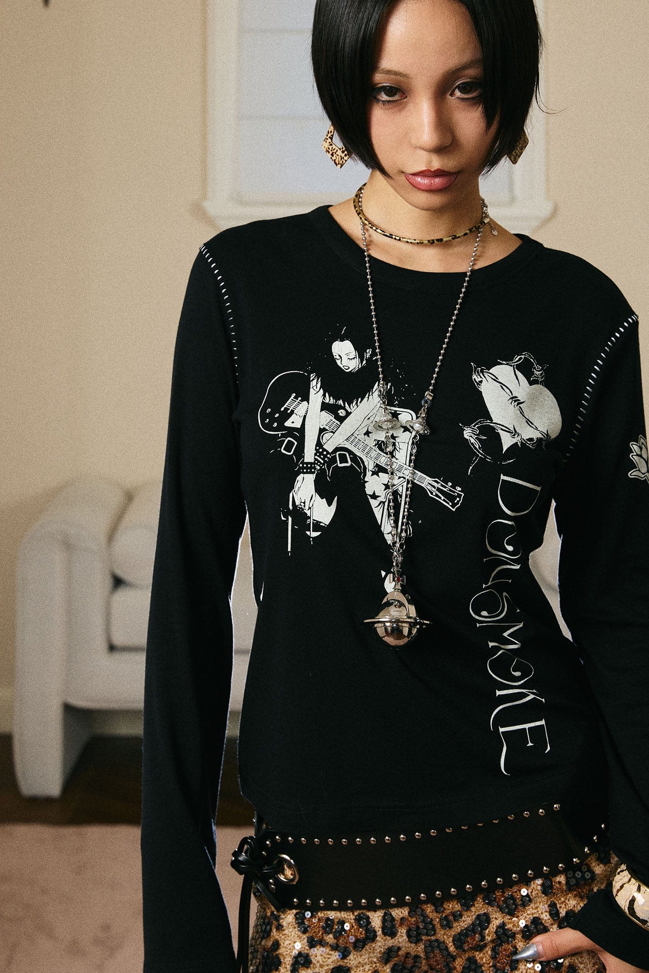 DONSMOKE × NANA Punk Graphic Stitch Long-Sleeve Tee, premium urban and streetwear designers apparel on PROJECTISR.com, DONSMOKE