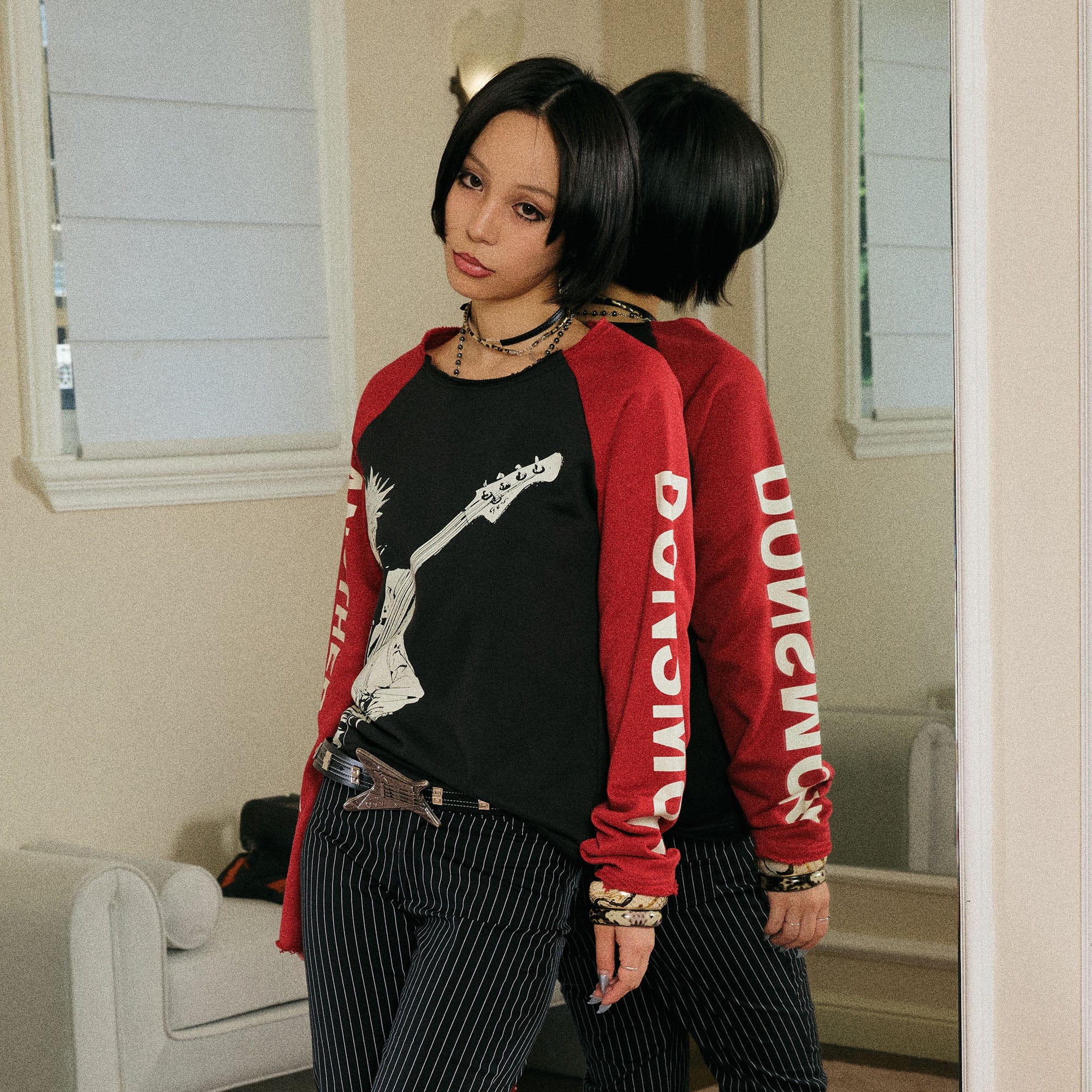 DONSMOKE × NANA Guitarist Contrast Raglan Long-Sleeve Tee, premium urban and streetwear designers apparel on PROJECTISR.com, DONSMOKE