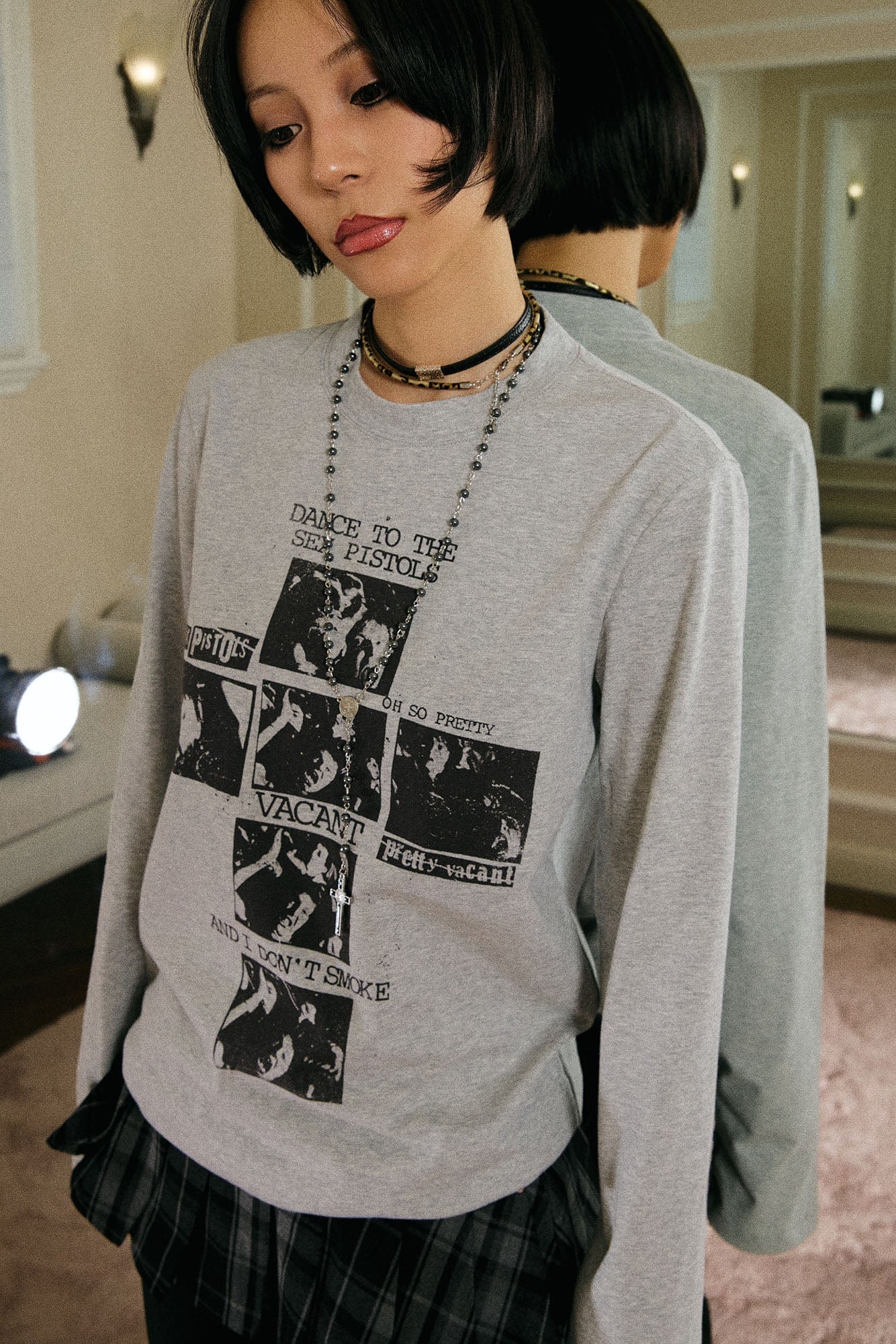DONSMOKE Punk Cross Collage Graphic Sorona Long-Sleeve Tee, premium urban and streetwear designers apparel on PROJECTISR.com, DONSMOKE