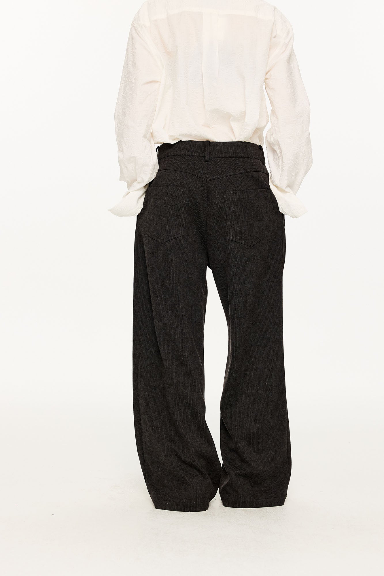 KREATE Modern Pinstriped Pleated Wide-Leg Trousers