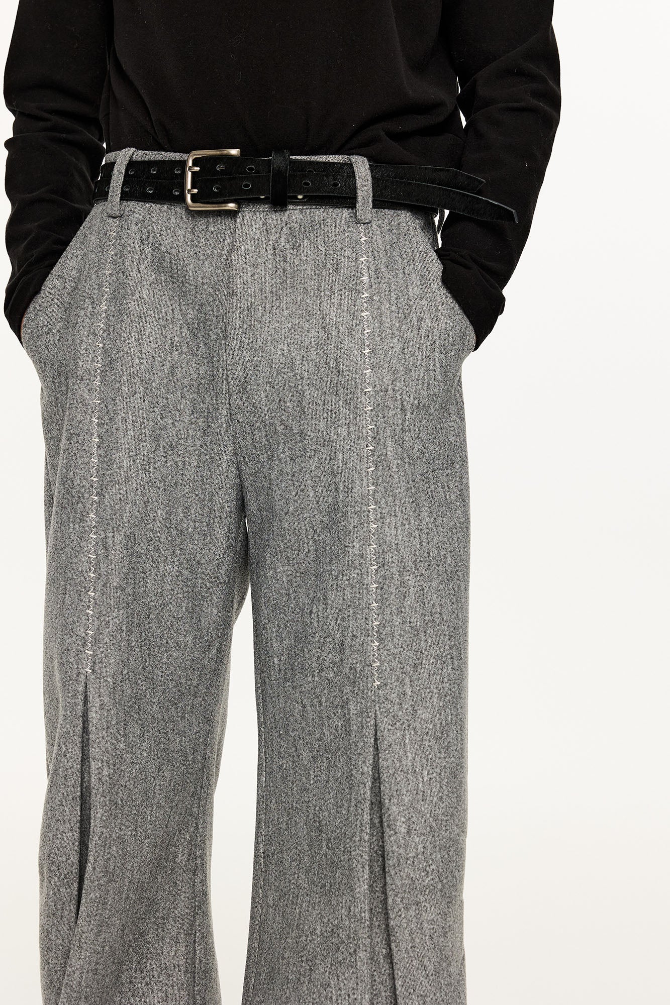 KREATE Middle Stitch Pleat Wide-Leg Trousers