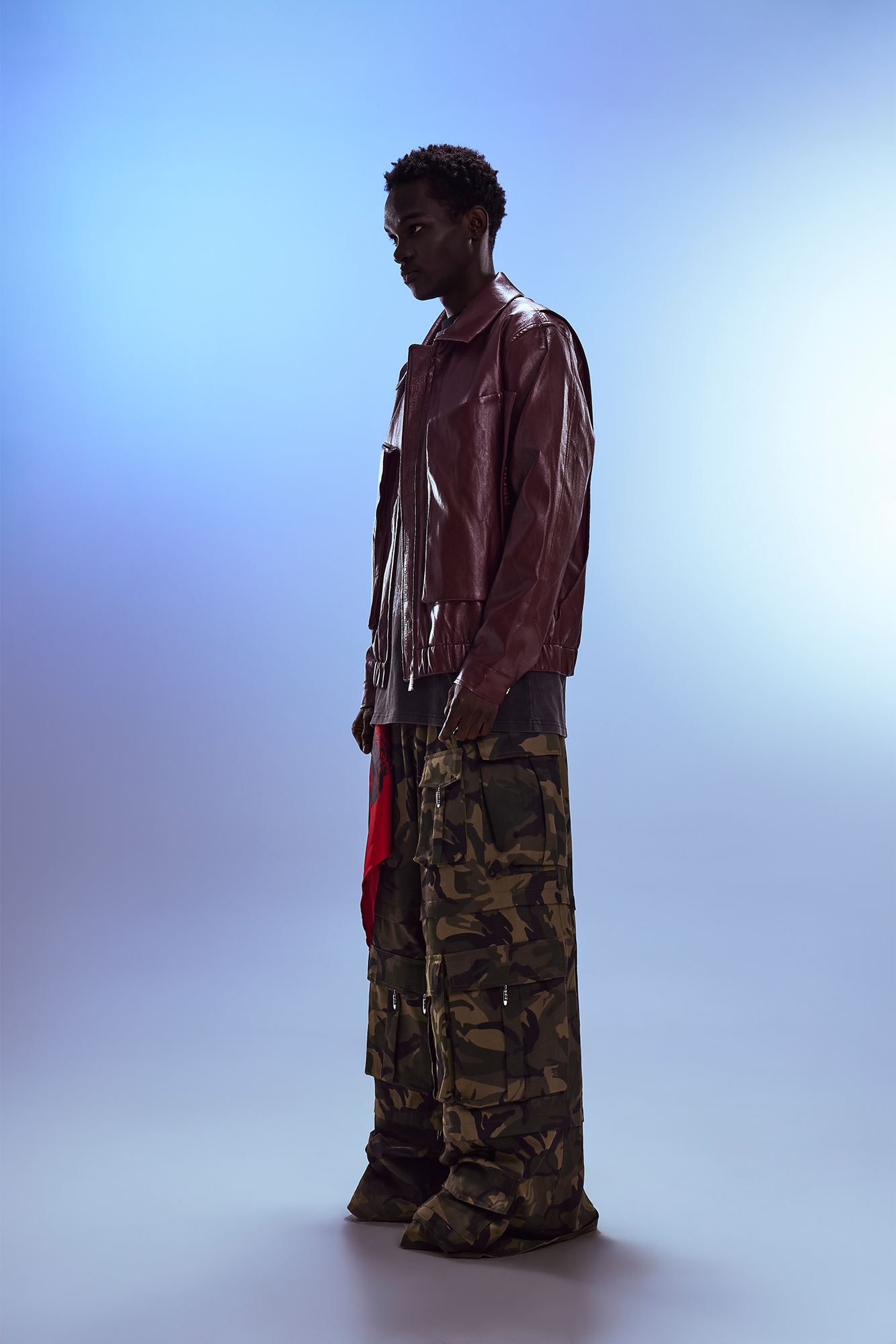 REDH Glossy Coated Faux Leather Jacket Ancora Red