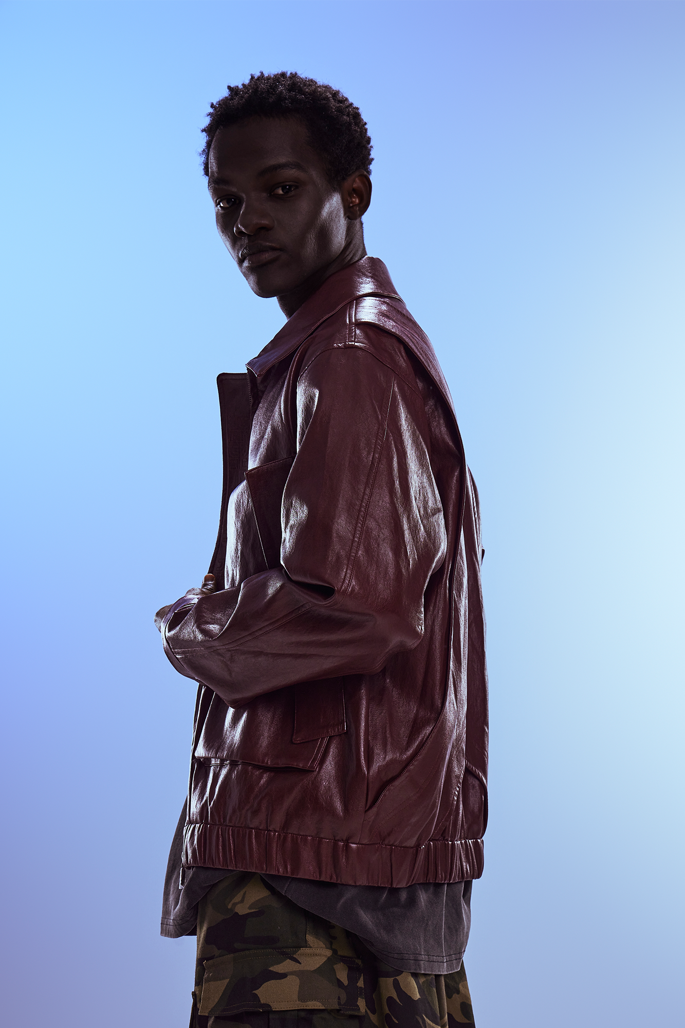 REDH Glossy Coated Faux Leather Jacket Ancora Red