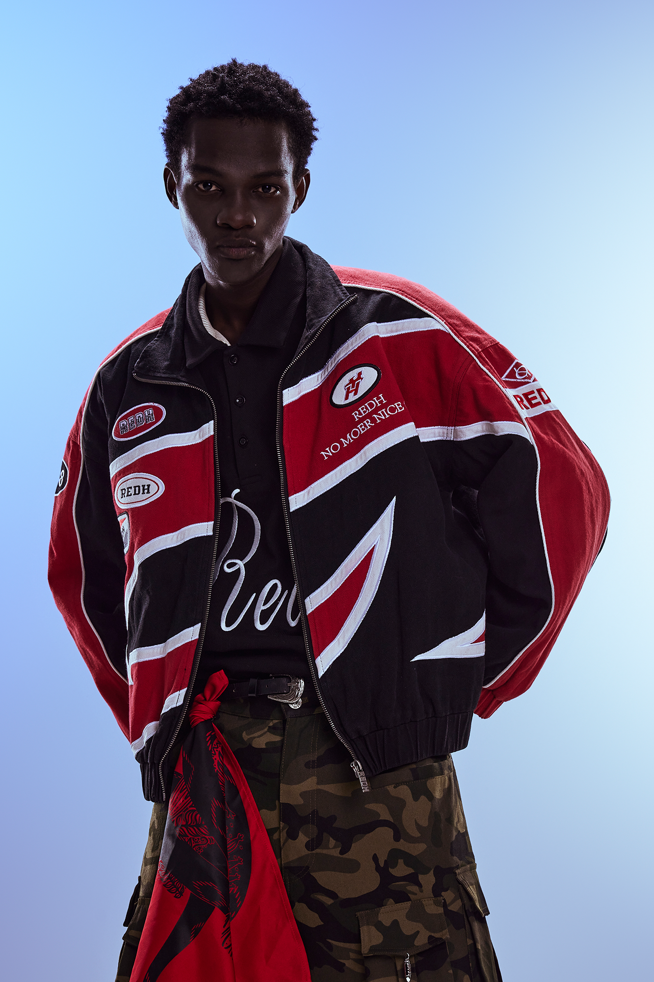 REDH Contrast Panel Embroidered Racing Jacket