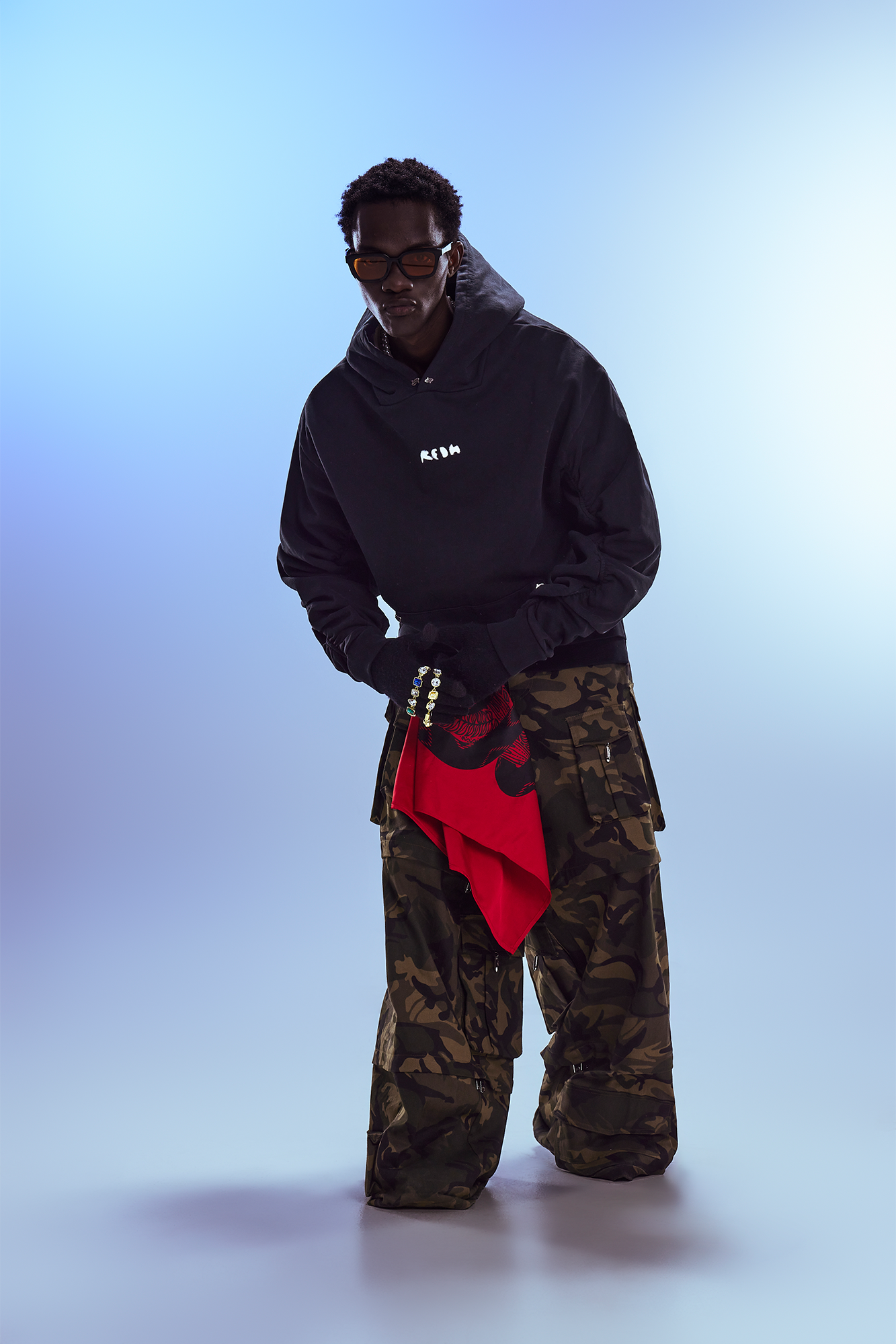 REDH Ruched Sleeve Washed Hoodie