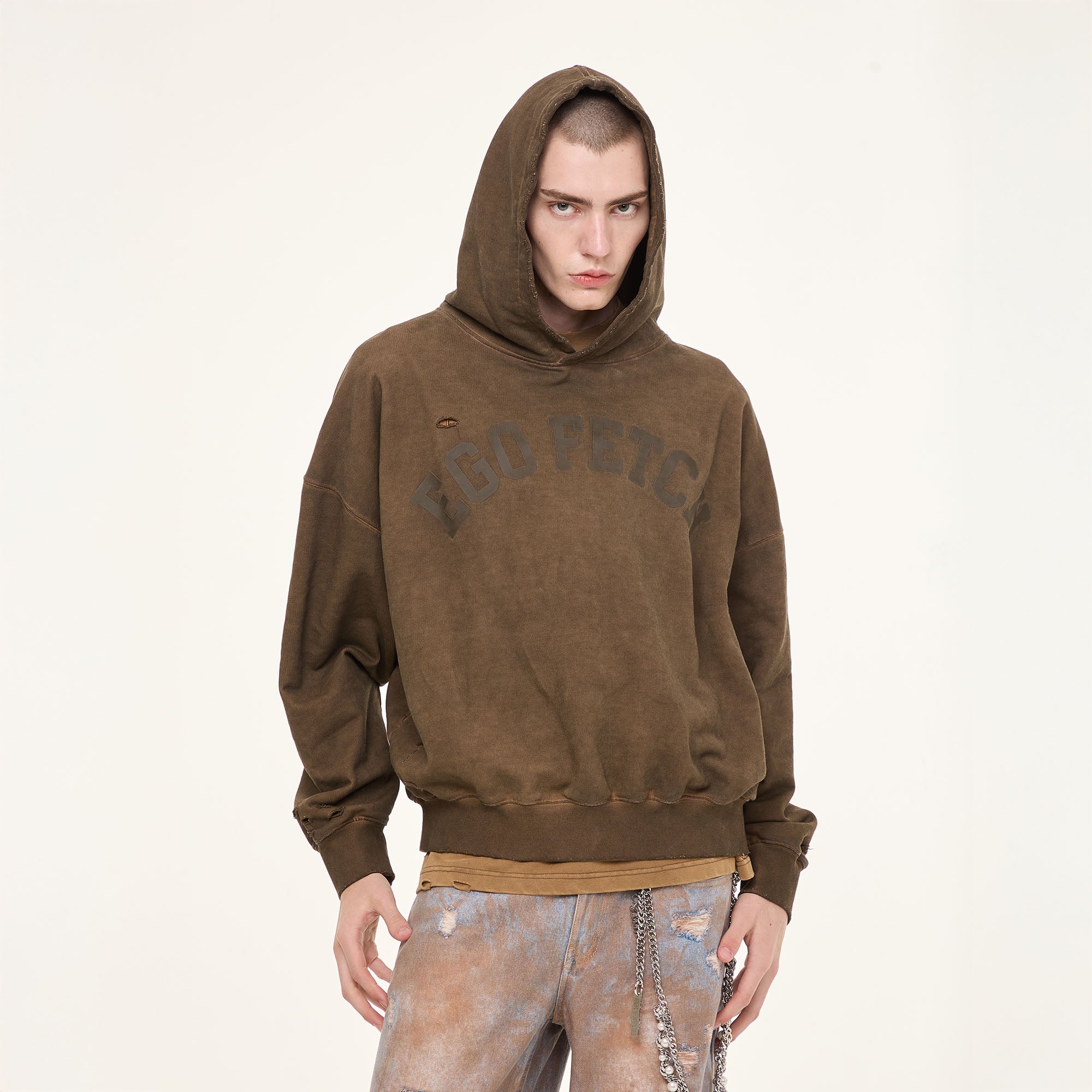 EGOFETCH Distressed Washed Hoodie