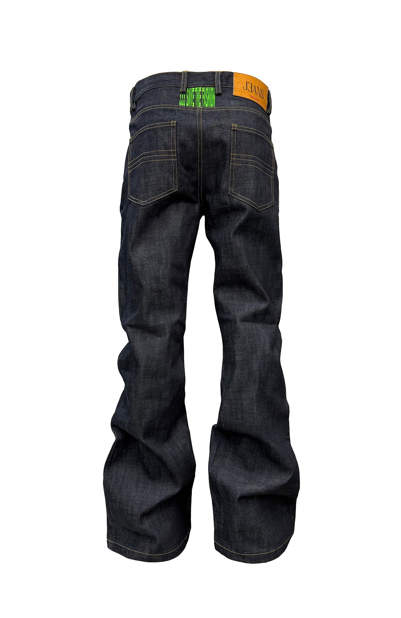 PCCVISION Contrast-Stitch Embroidered Raw Jeans