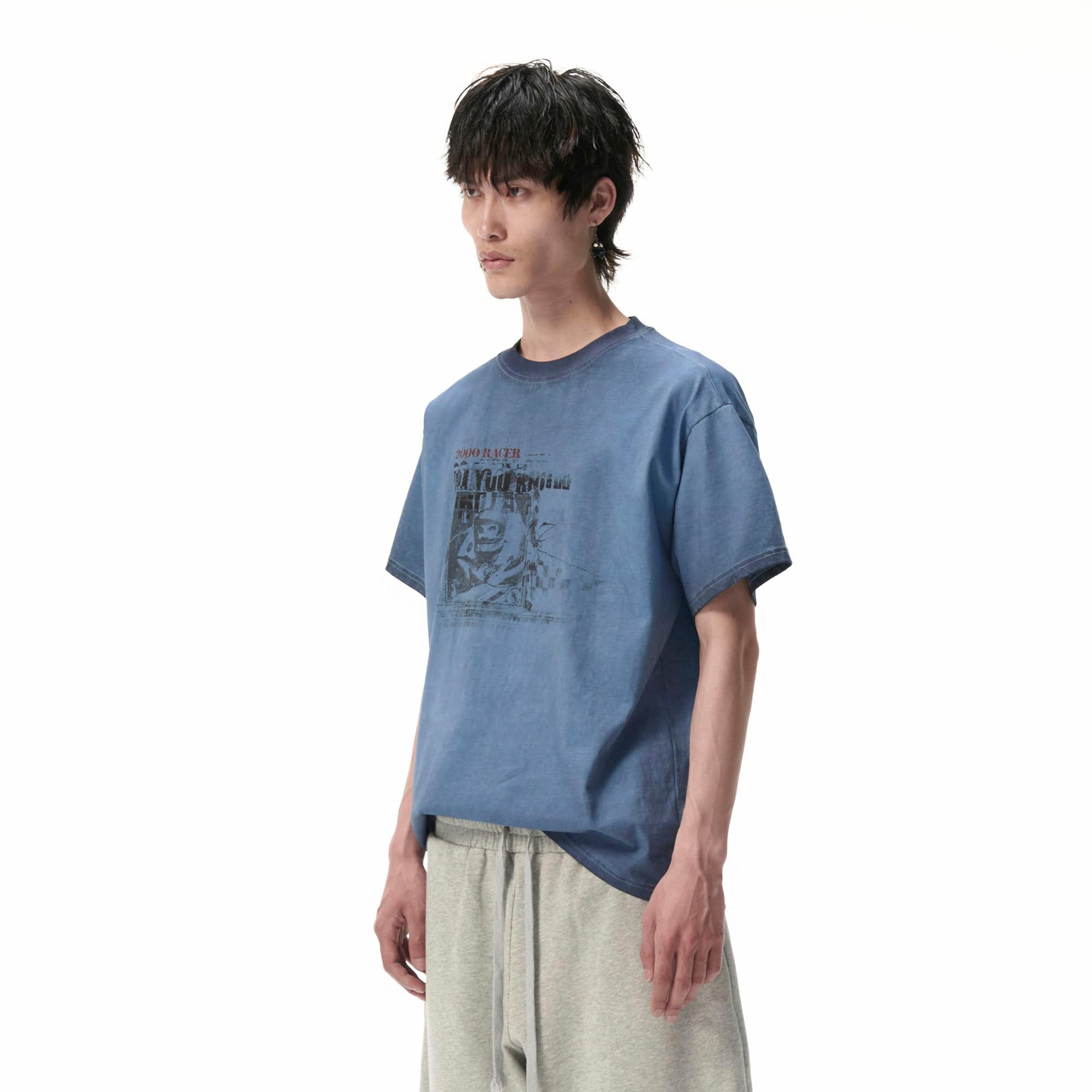 SAVAGEGROWTHWORLD Racer Graphic Faded Washed T-Shirt