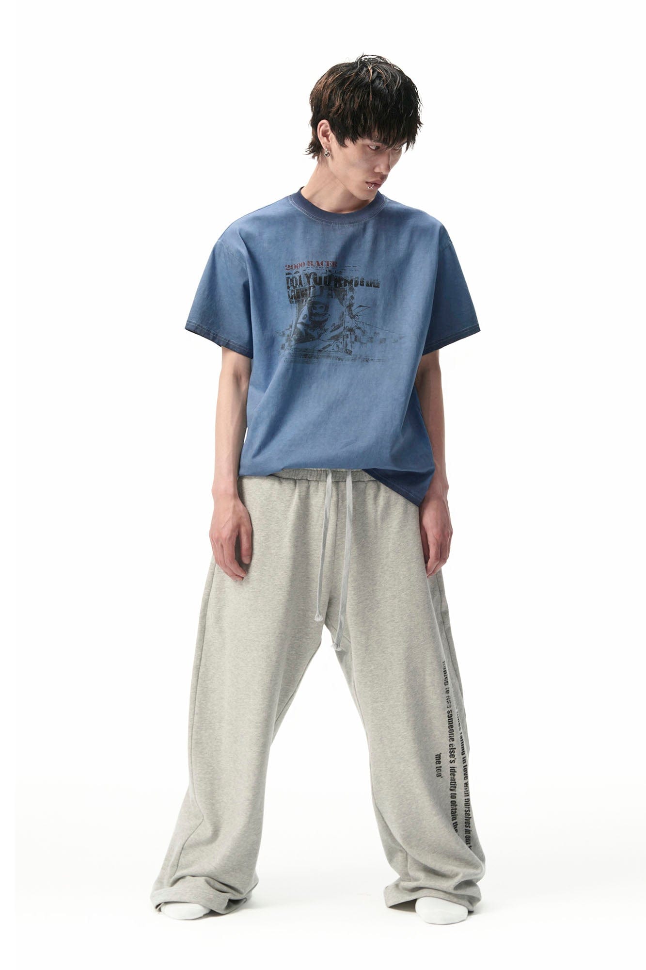 SAVAGEGROWTHWORLD Racer Graphic Faded Washed T-Shirt