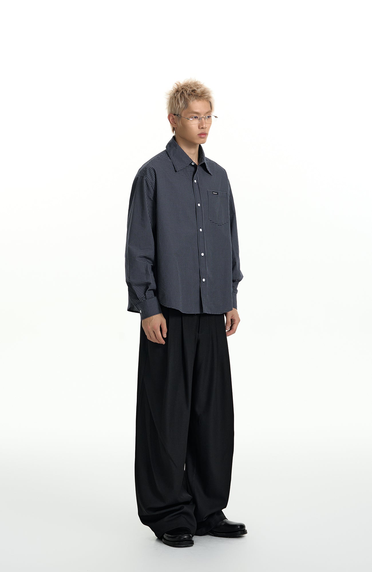 TGNS Elastic Waistband Pleated Wide-Leg Trousers