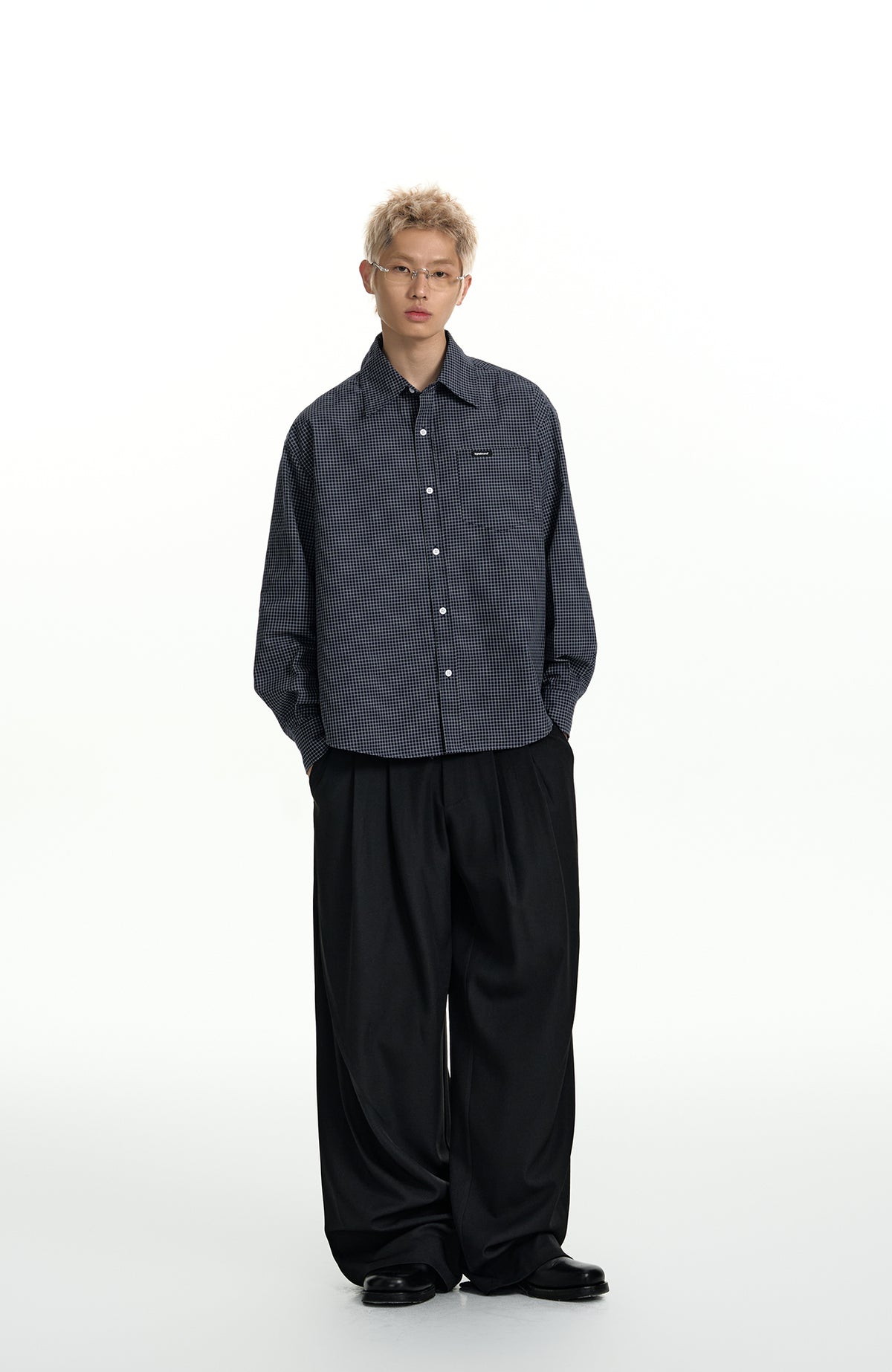 TGNS Elastic Waistband Pleated Wide-Leg Trousers