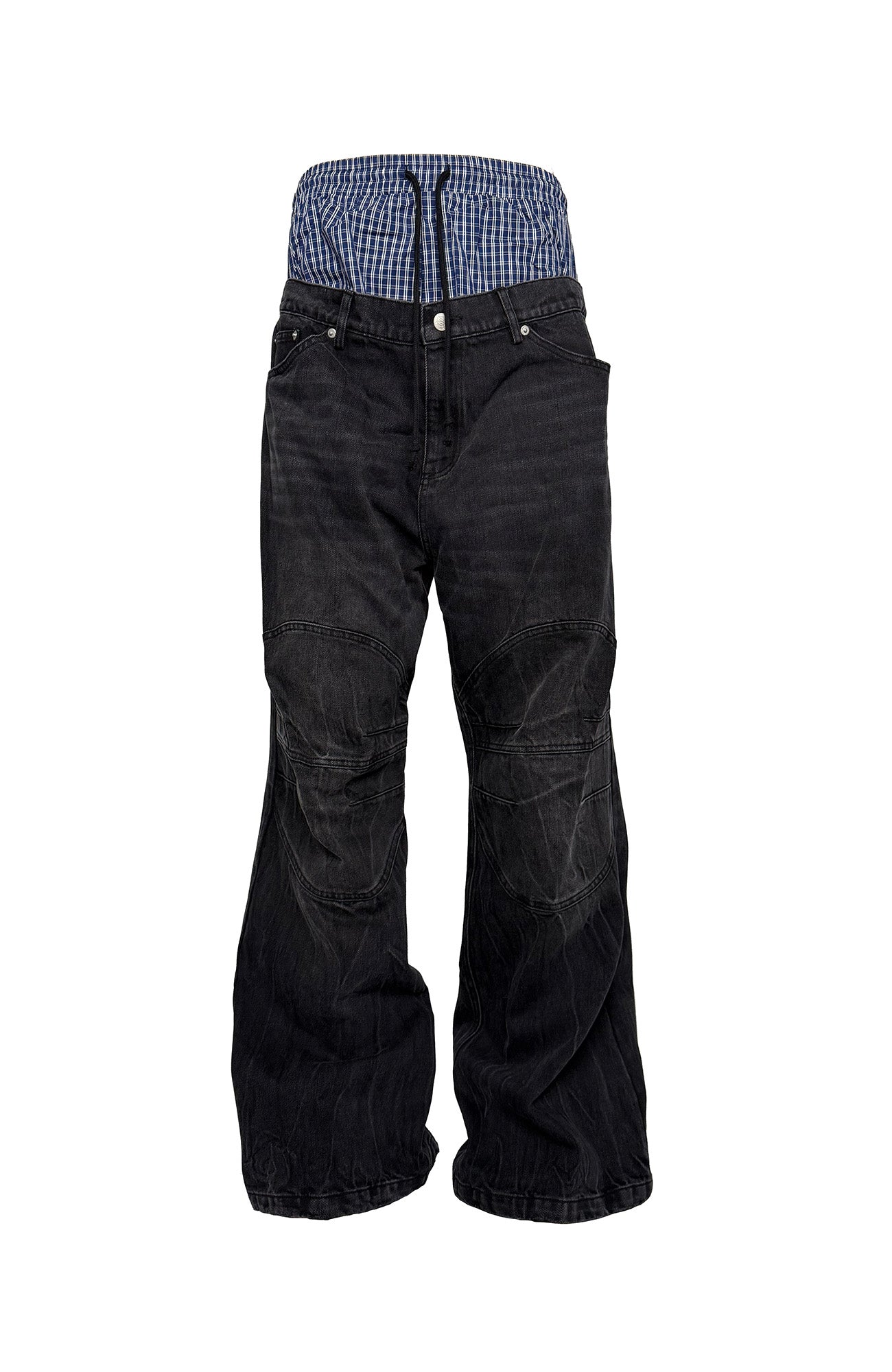 PCCVISION Double-Waist Washed Baggy Jeans