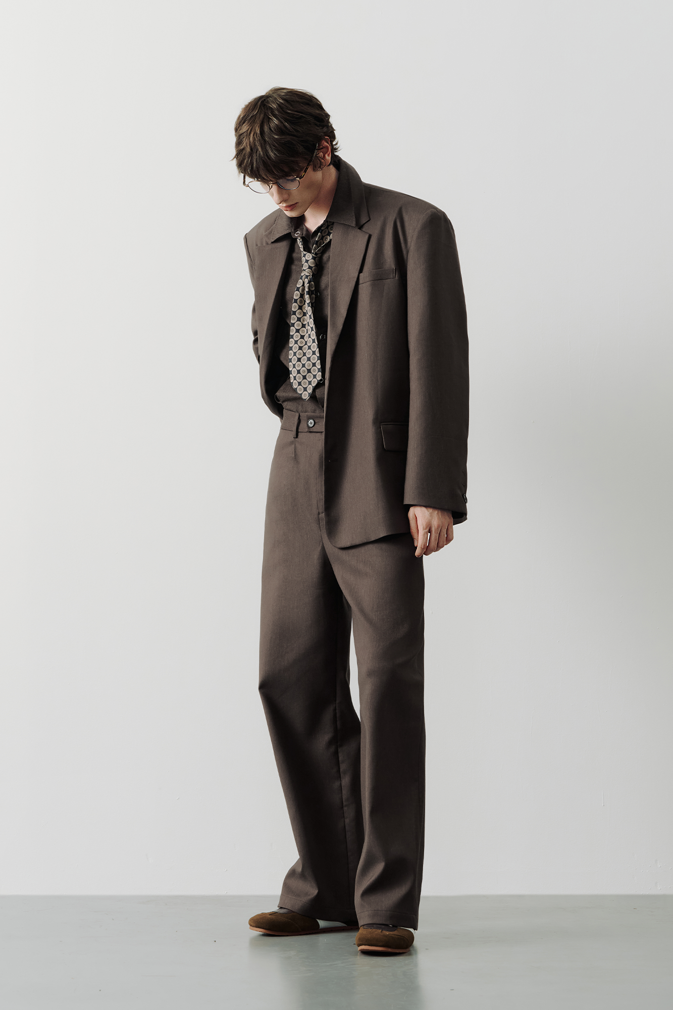 SAME FLOW Linen-Blend Split Hem Draped-Tie Blazer