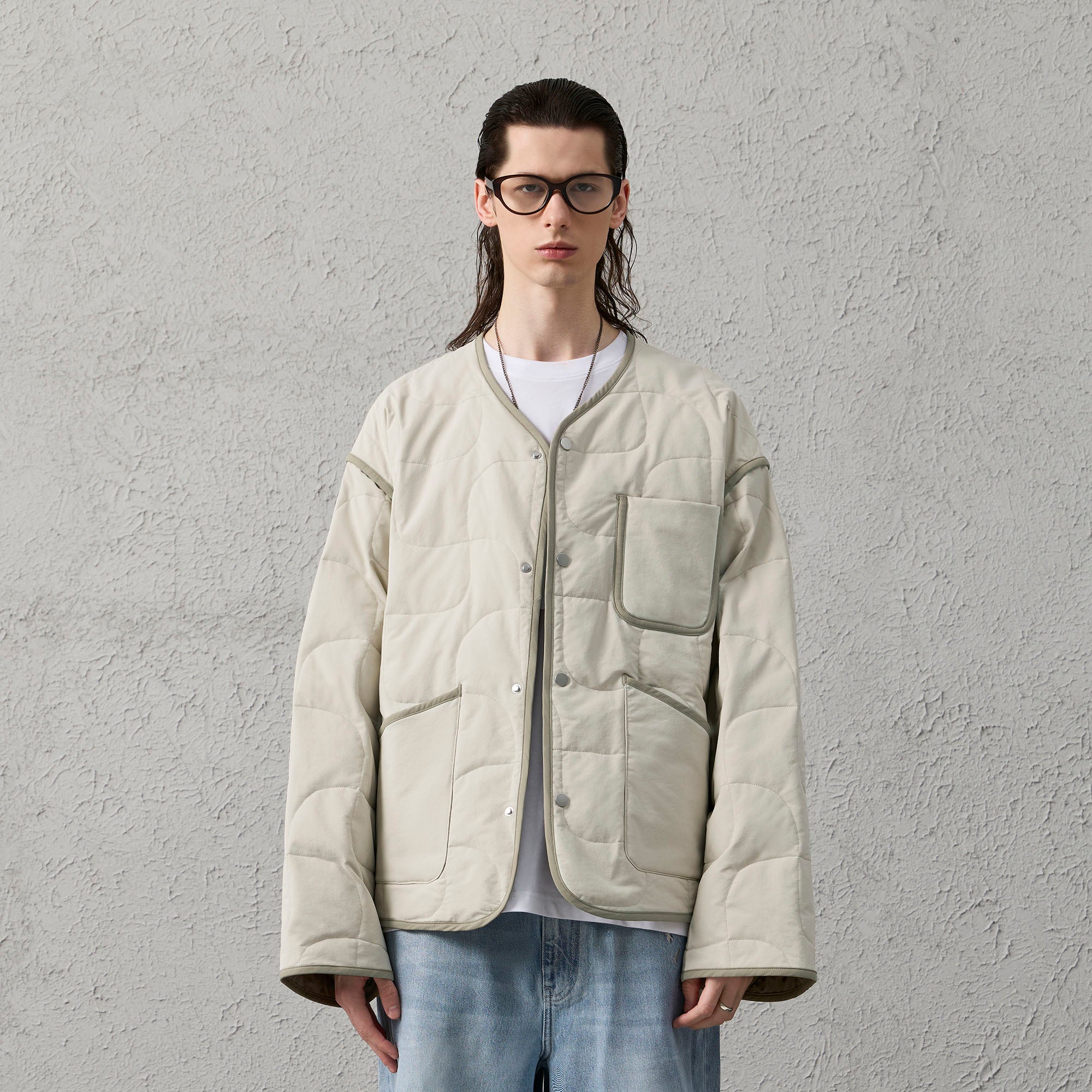 ORGANIC EMOTION Quilted Snap-Front Down Jacket