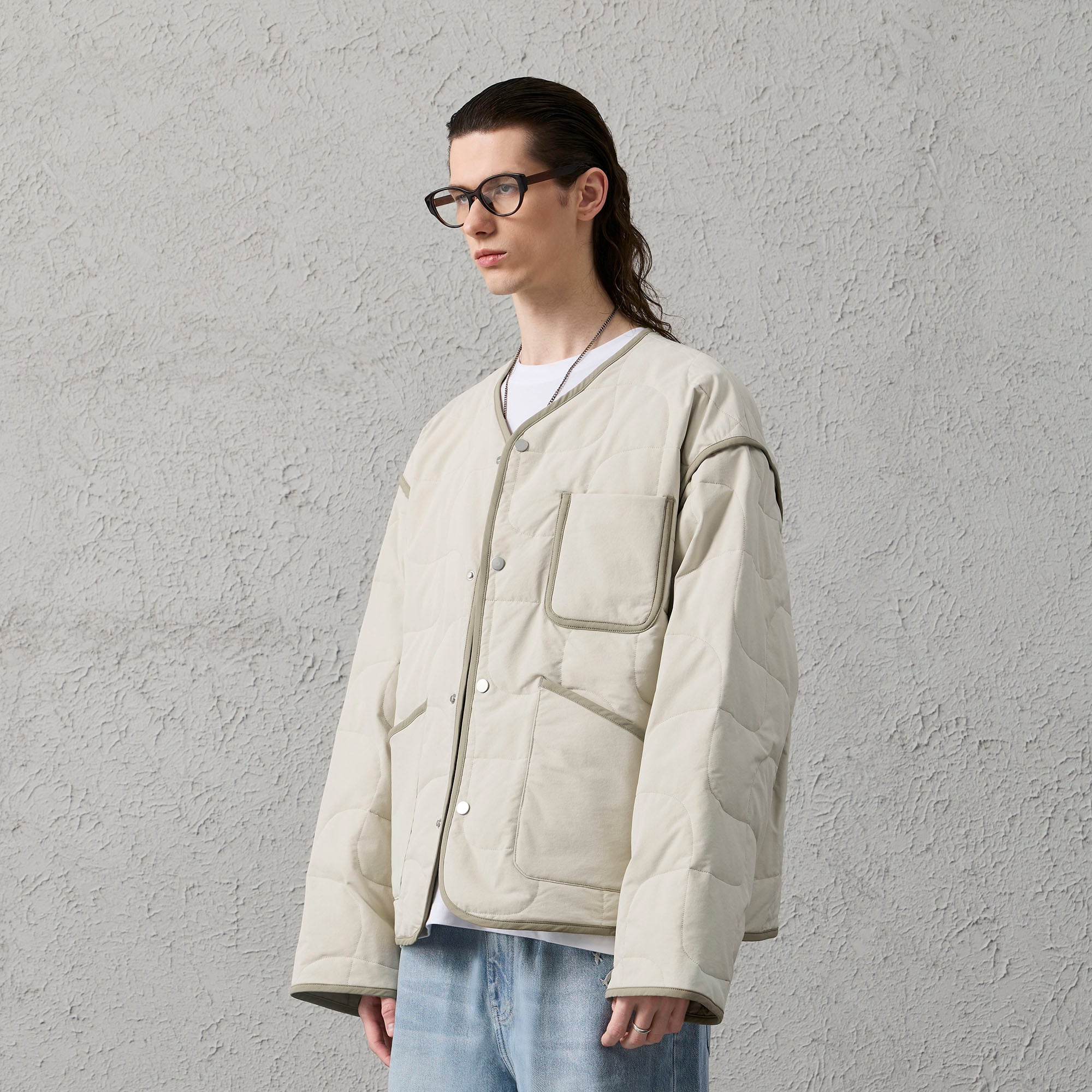 ORGANIC EMOTION Quilted Snap-Front Down Jacket