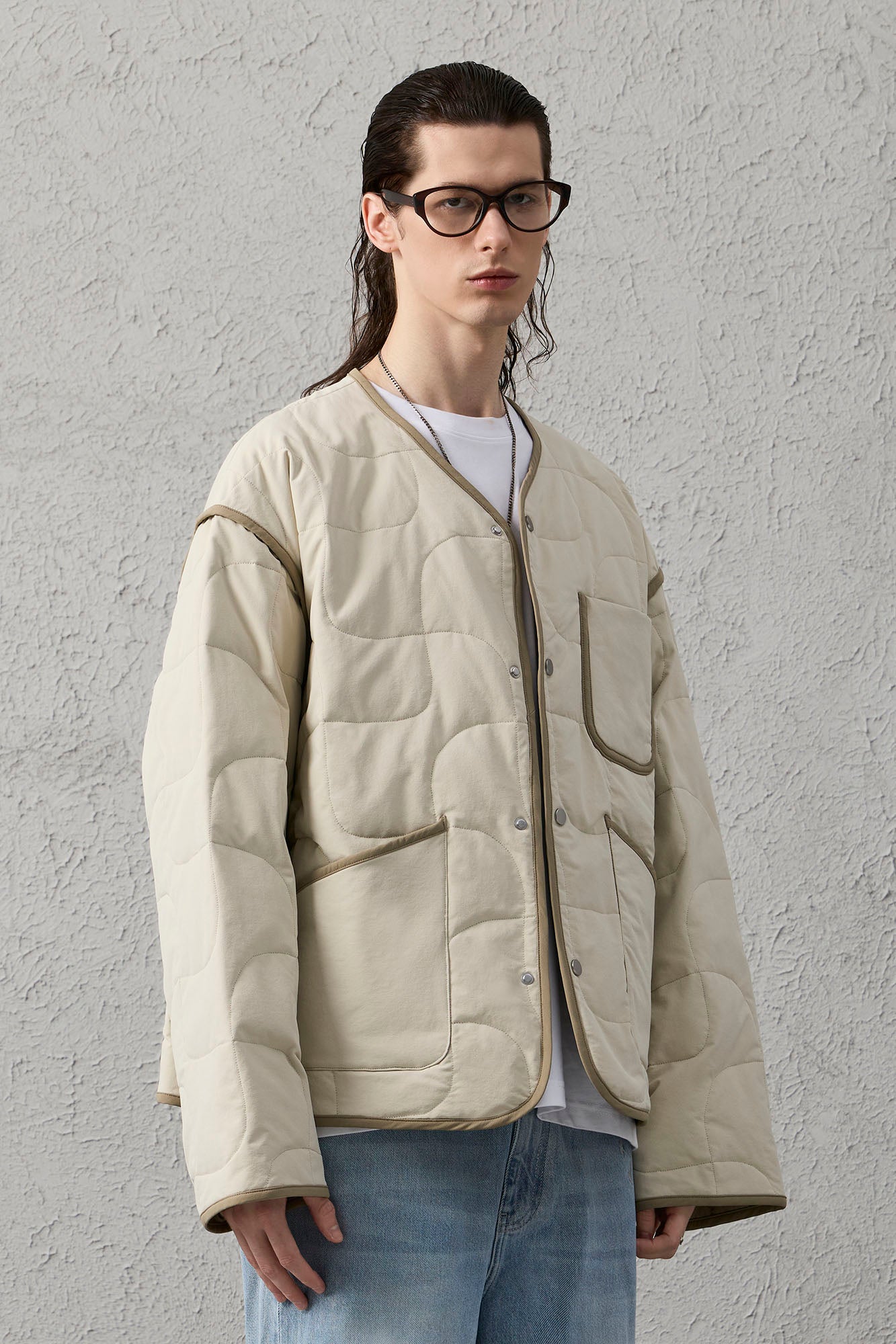 ORGANIC EMOTION Quilted Snap-Front Down Jacket