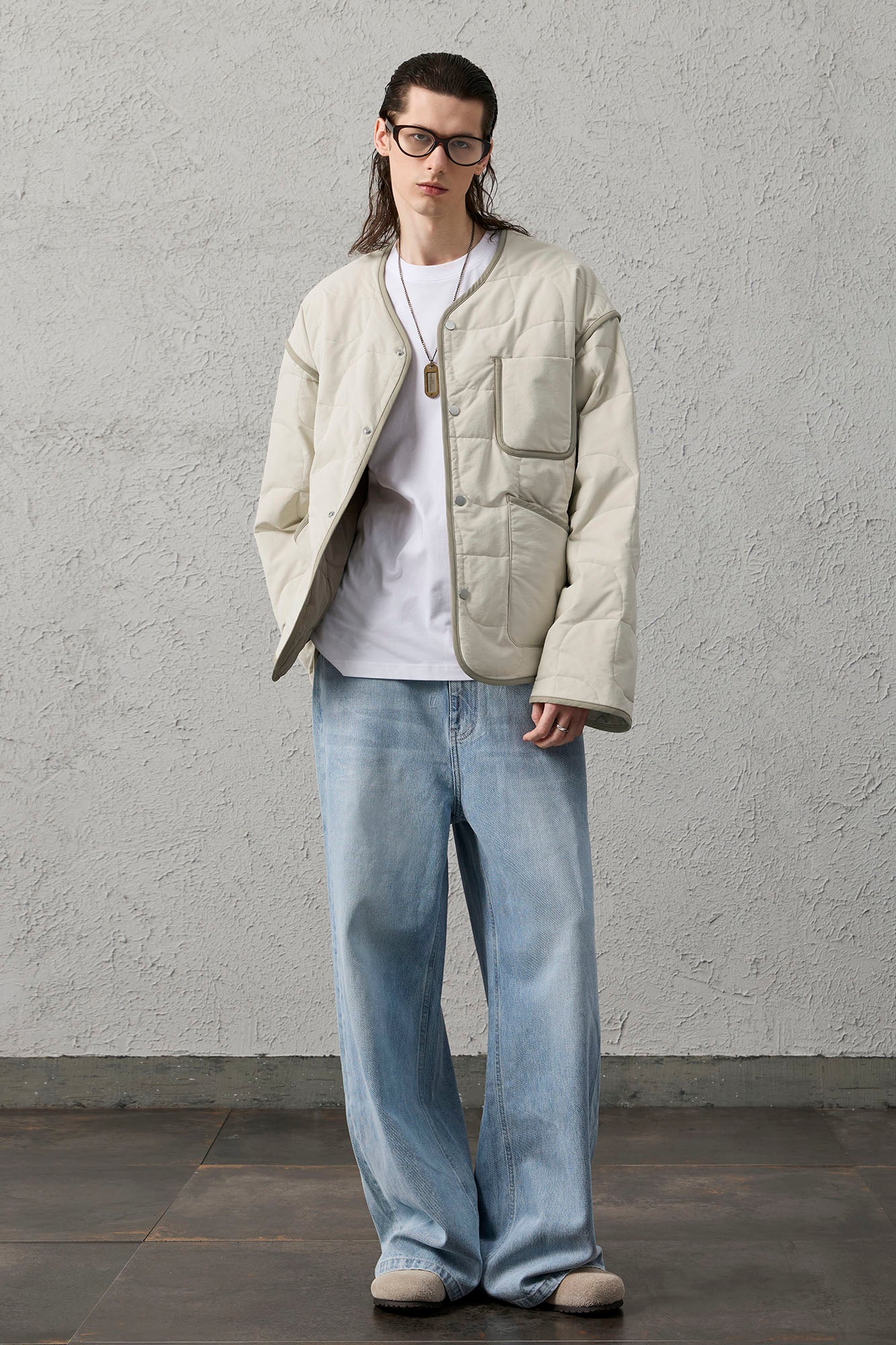 ORGANIC EMOTION Quilted Snap-Front Down Jacket