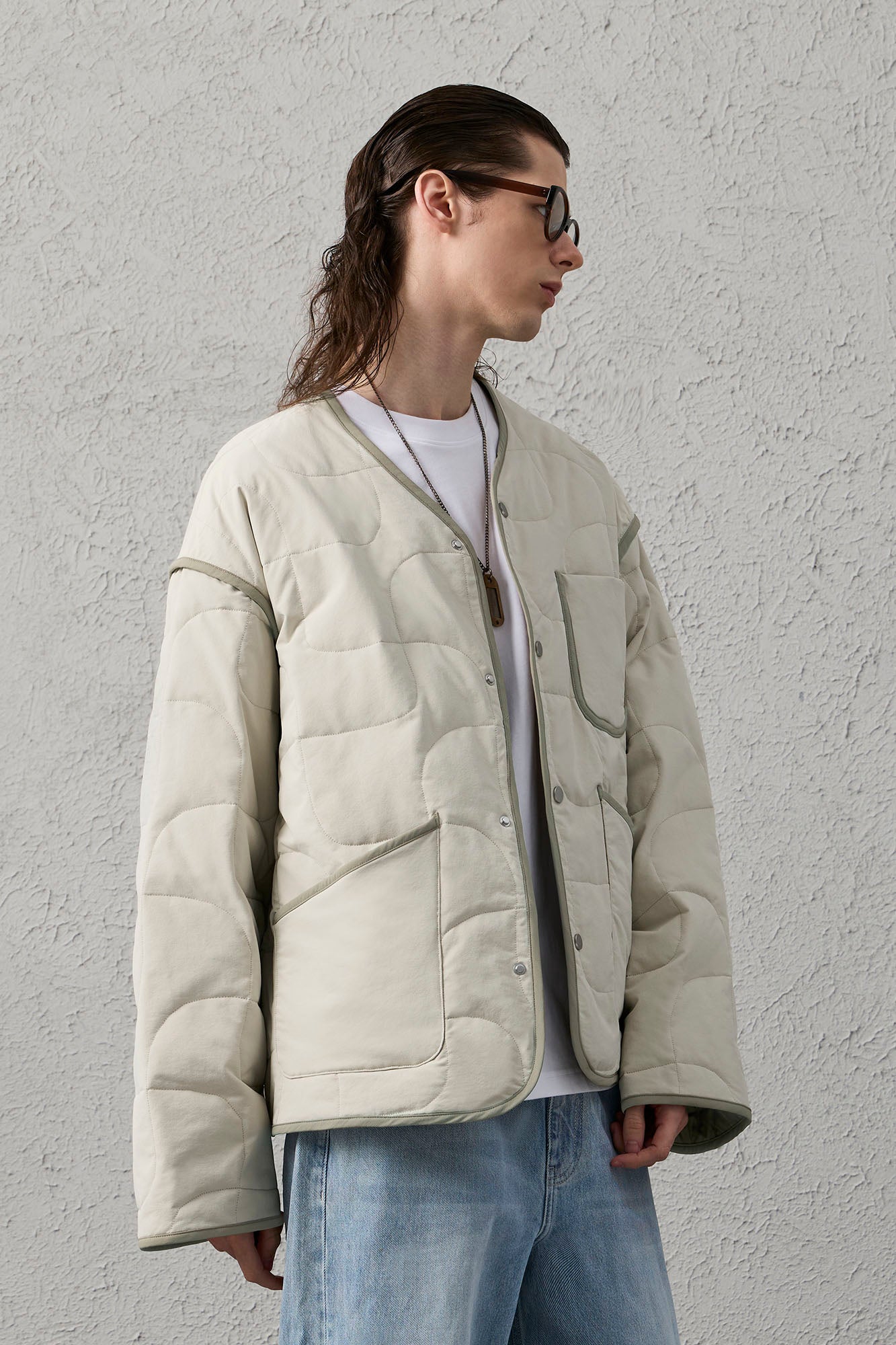 ORGANIC EMOTION Quilted Snap-Front Down Jacket