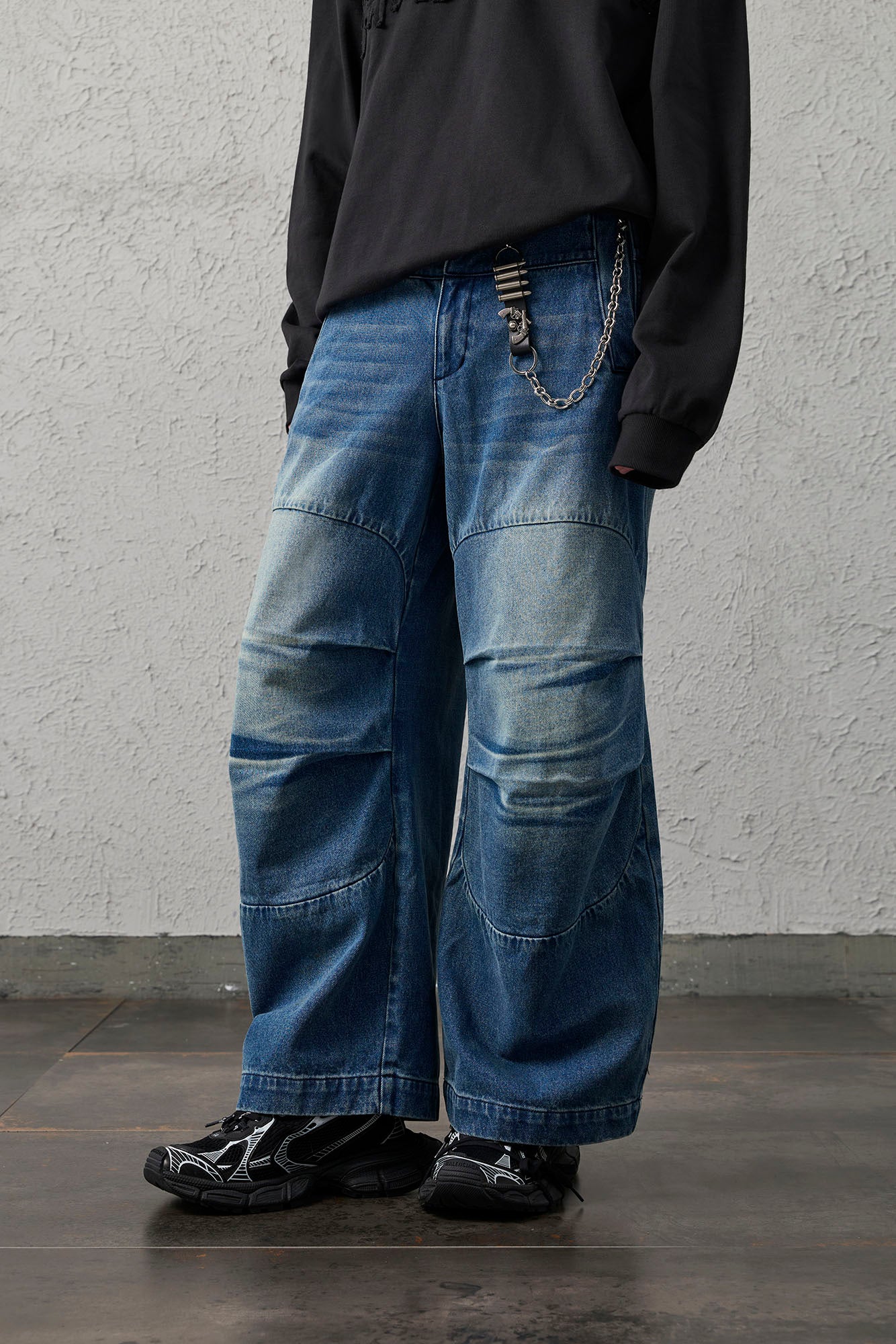 ORGANIC EMOTION Faded Wash Padded-Knee Jeans