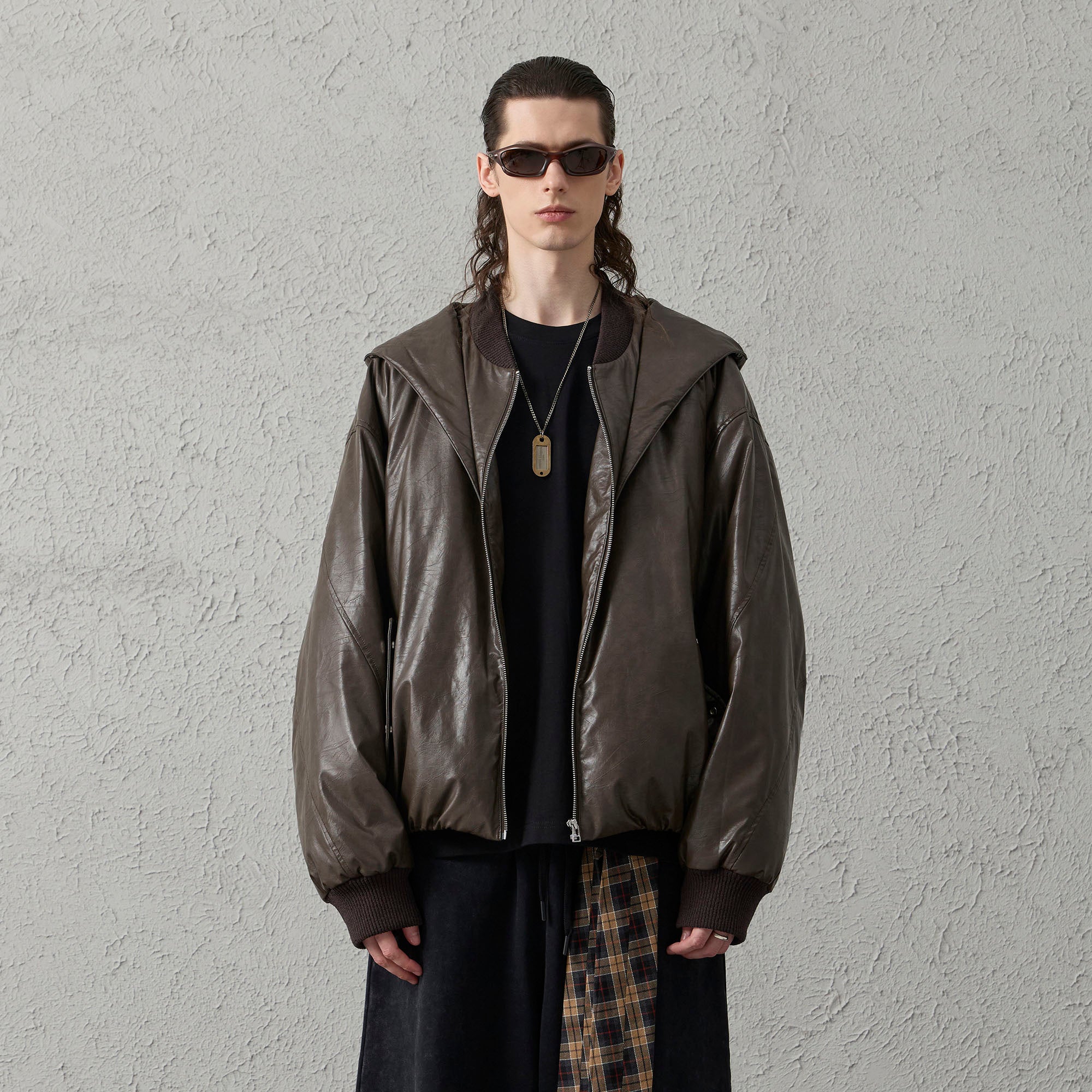 ORGANIC EMOTION Deconstructed PU Oversized Puffer Jacket