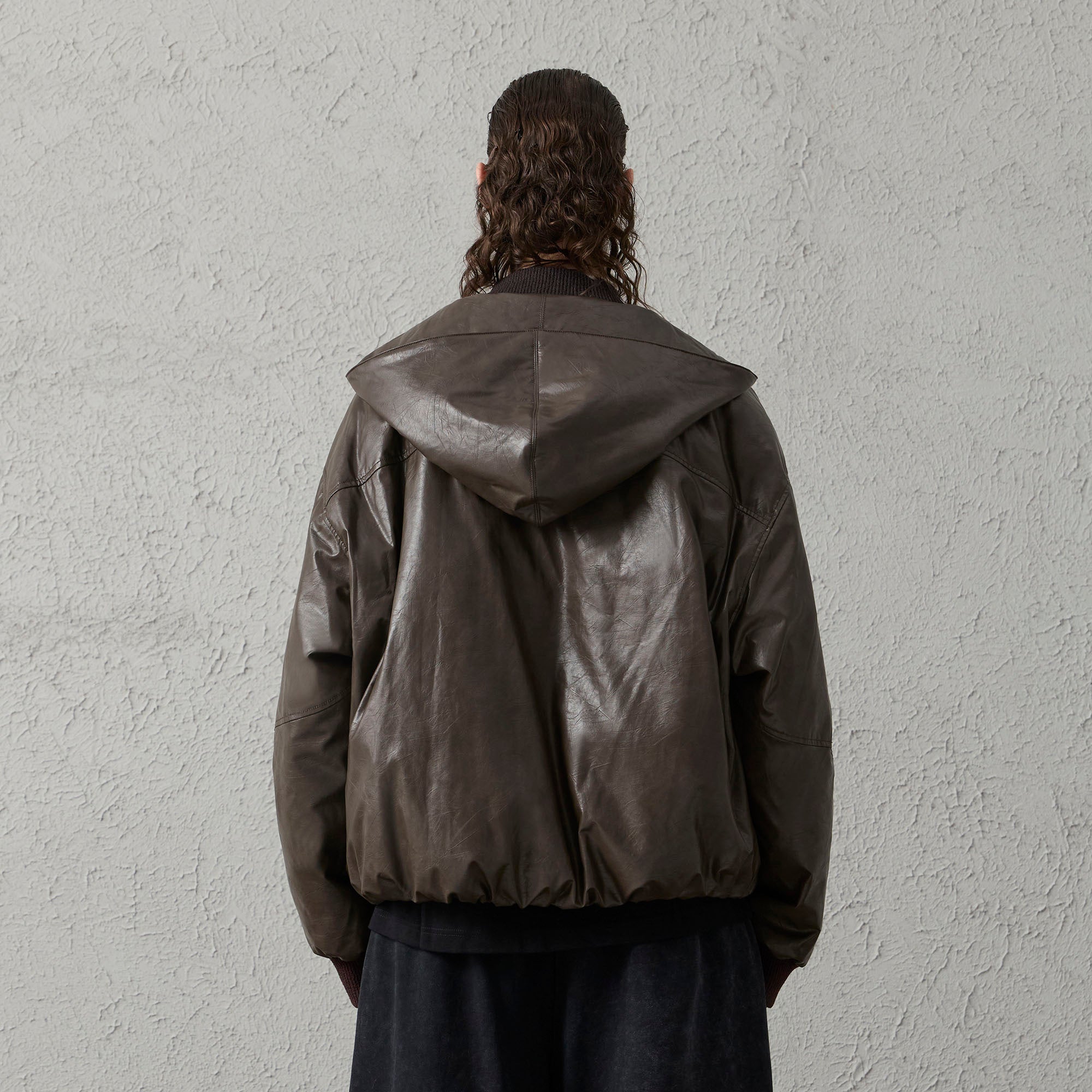 ORGANIC EMOTION Deconstructed PU Oversized Puffer Jacket