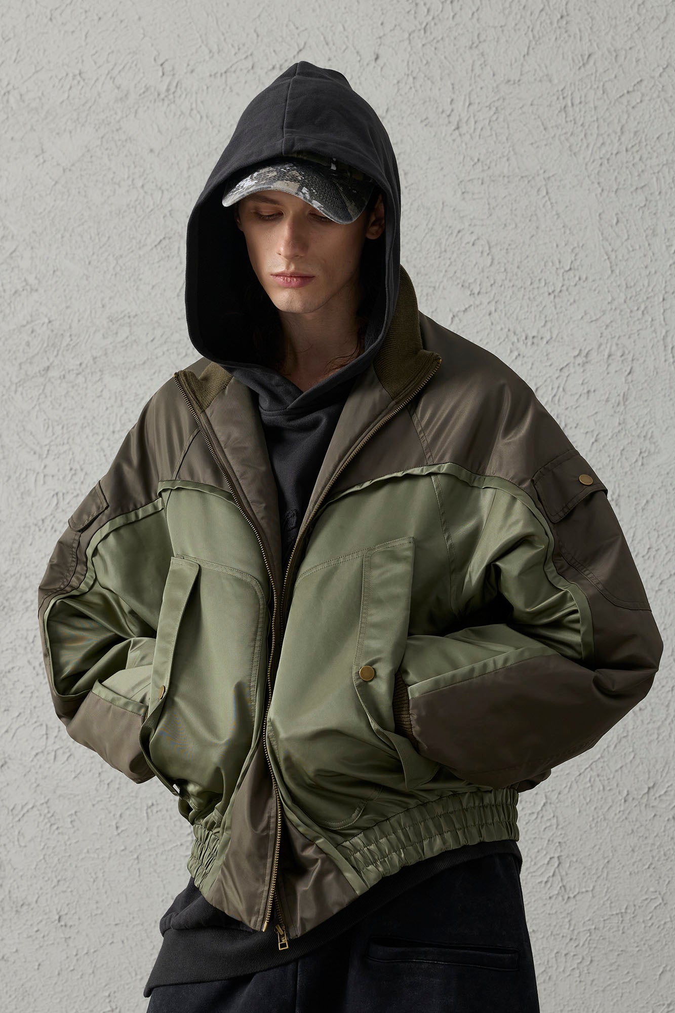 ORGANIC EMOTION Deconstructed MA-1 Down Bomber Jacket