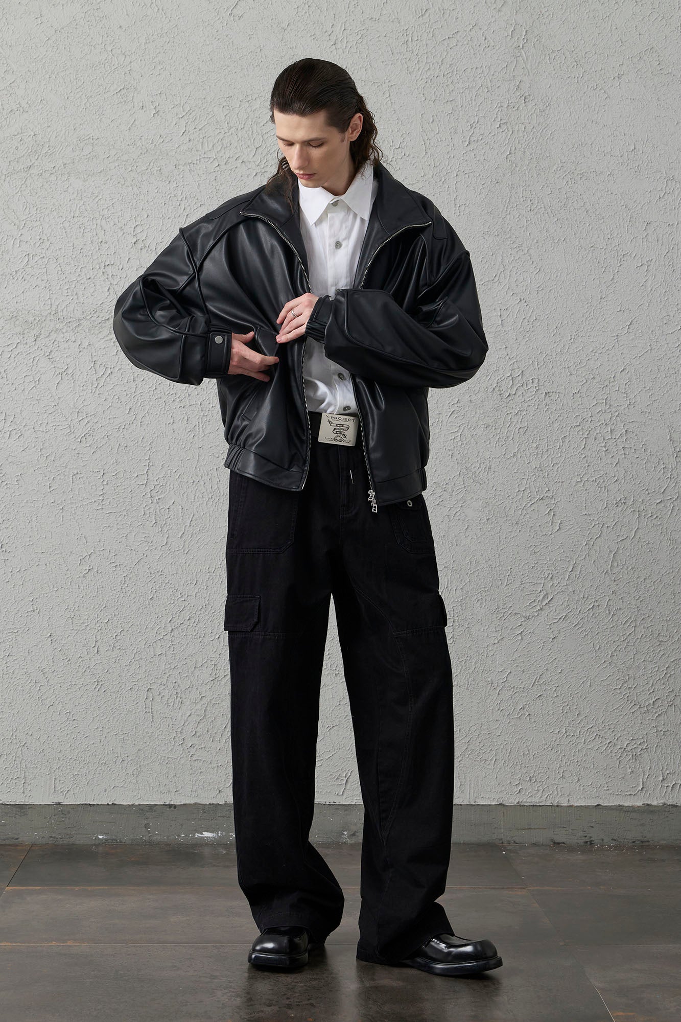 ORGANIC EMOTION Faux Leather Piped Seam Jacket