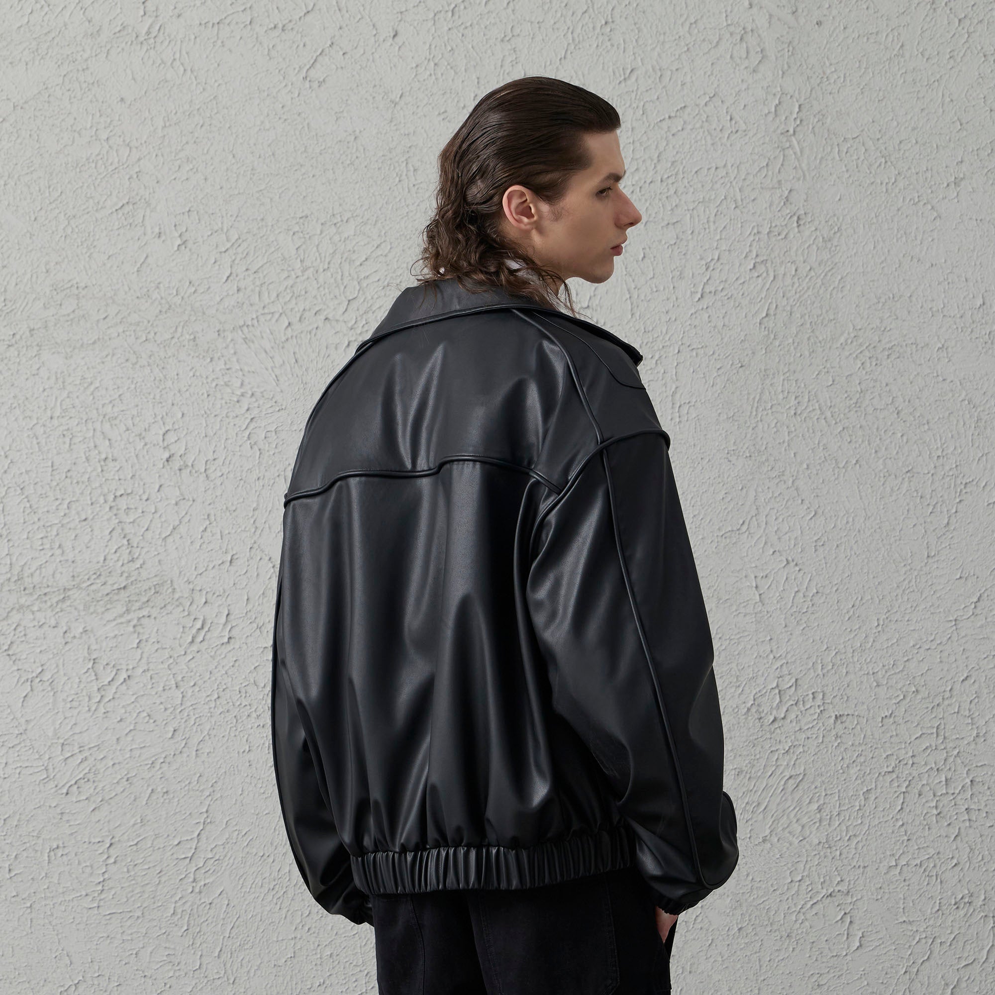 ORGANIC EMOTION Faux Leather Piped Seam Jacket