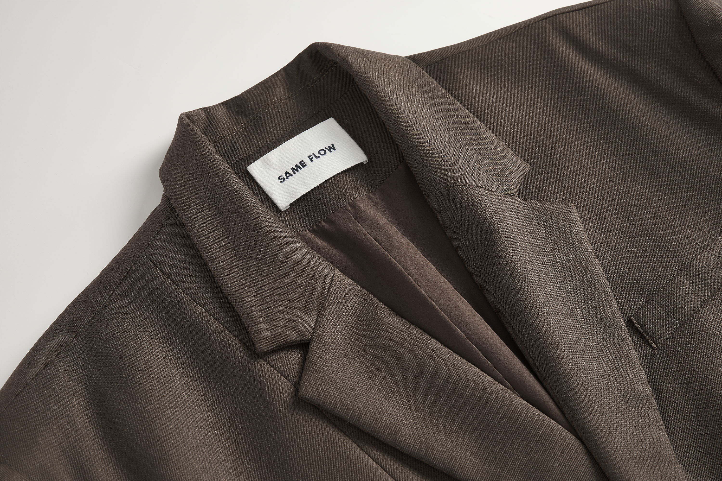 SAME FLOW Linen-Blend Split Hem Draped-Tie Blazer