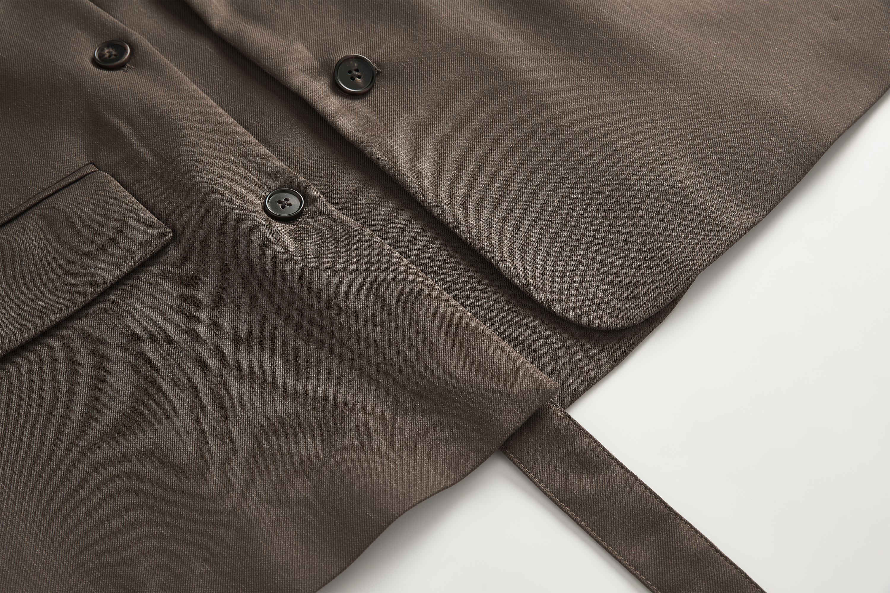 SAME FLOW Linen-Blend Split Hem Draped-Tie Blazer