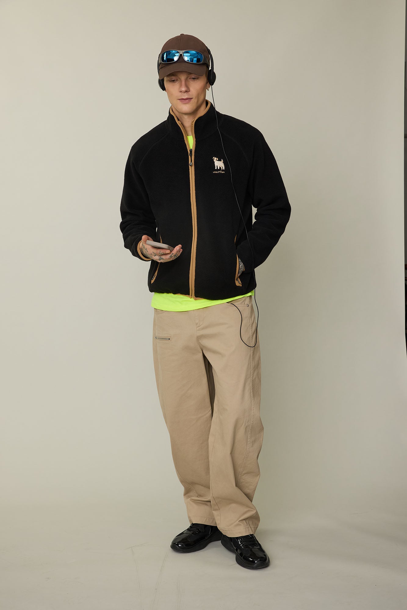 UMAMIISM Contrast Trim Fleece Jacket, premium urban and streetwear designers apparel on PROJECTISR.com, UMAMIISM