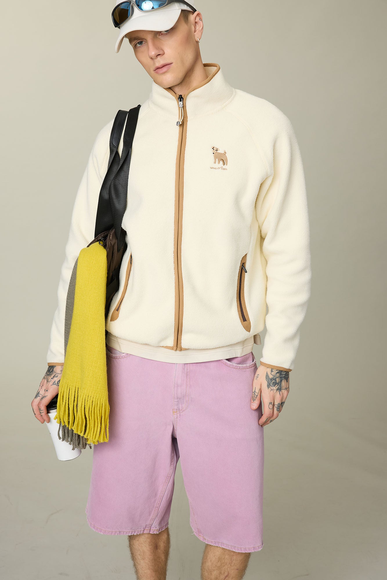 UMAMIISM Contrast Trim Fleece Jacket, premium urban and streetwear designers apparel on PROJECTISR.com, UMAMIISM