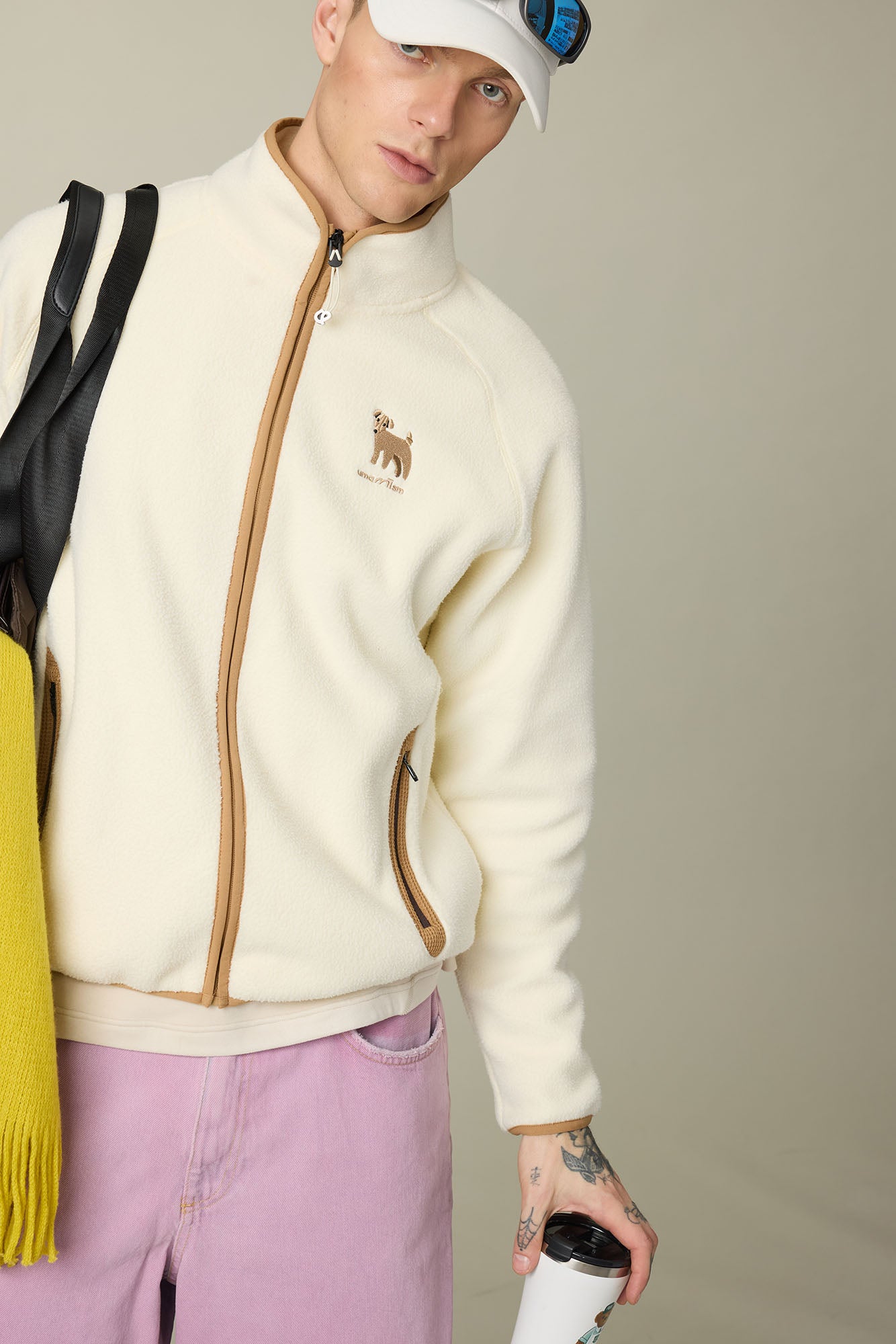 UMAMIISM Contrast Trim Fleece Jacket, premium urban and streetwear designers apparel on PROJECTISR.com, UMAMIISM