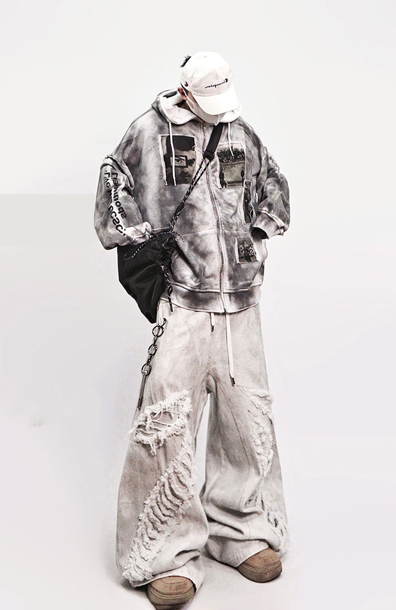UUCSCC Mud-Dyed Distressed Straight-Leg Jeans