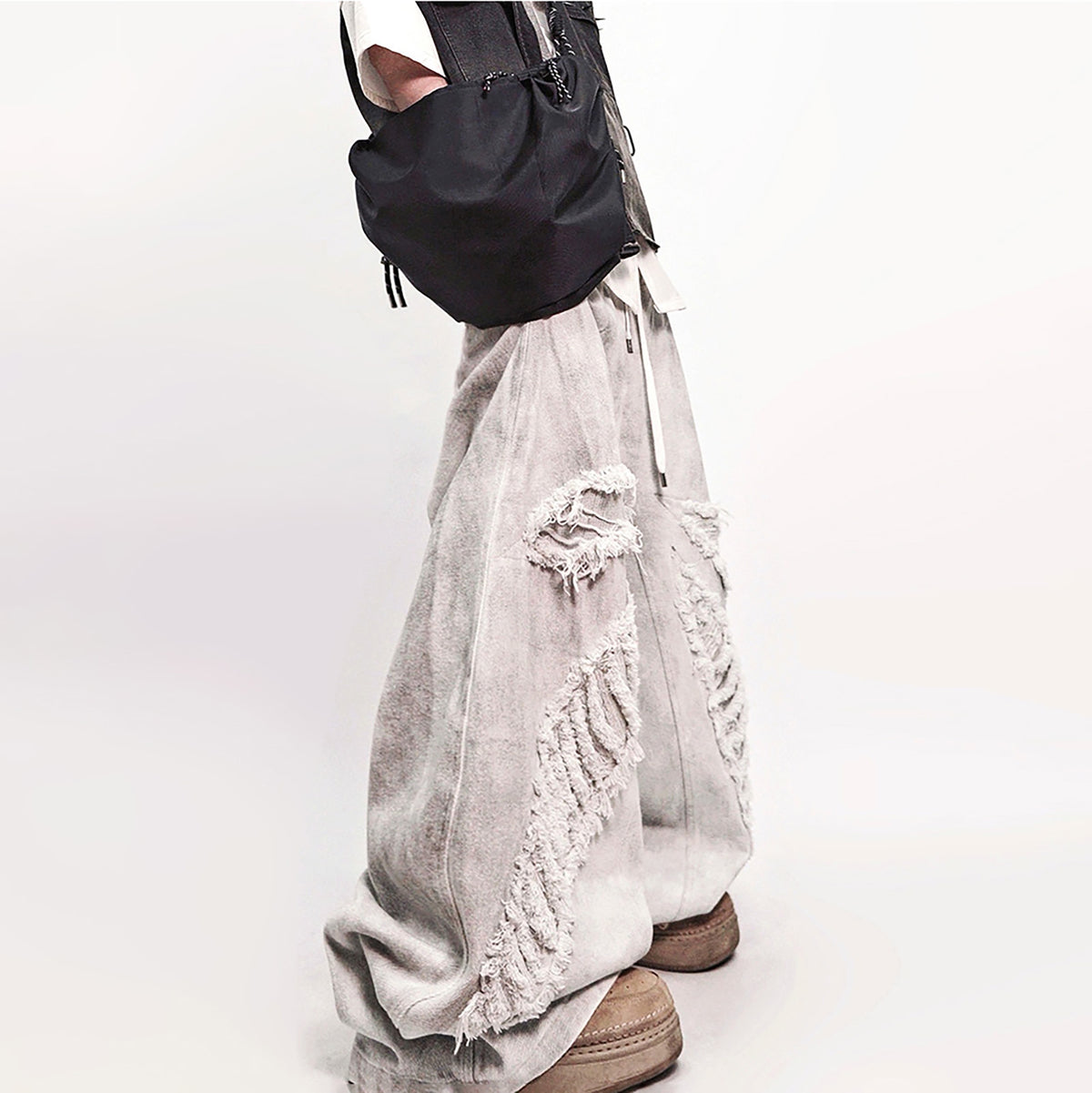 UUCSCC Mud-Dyed Distressed Straight-Leg Jeans