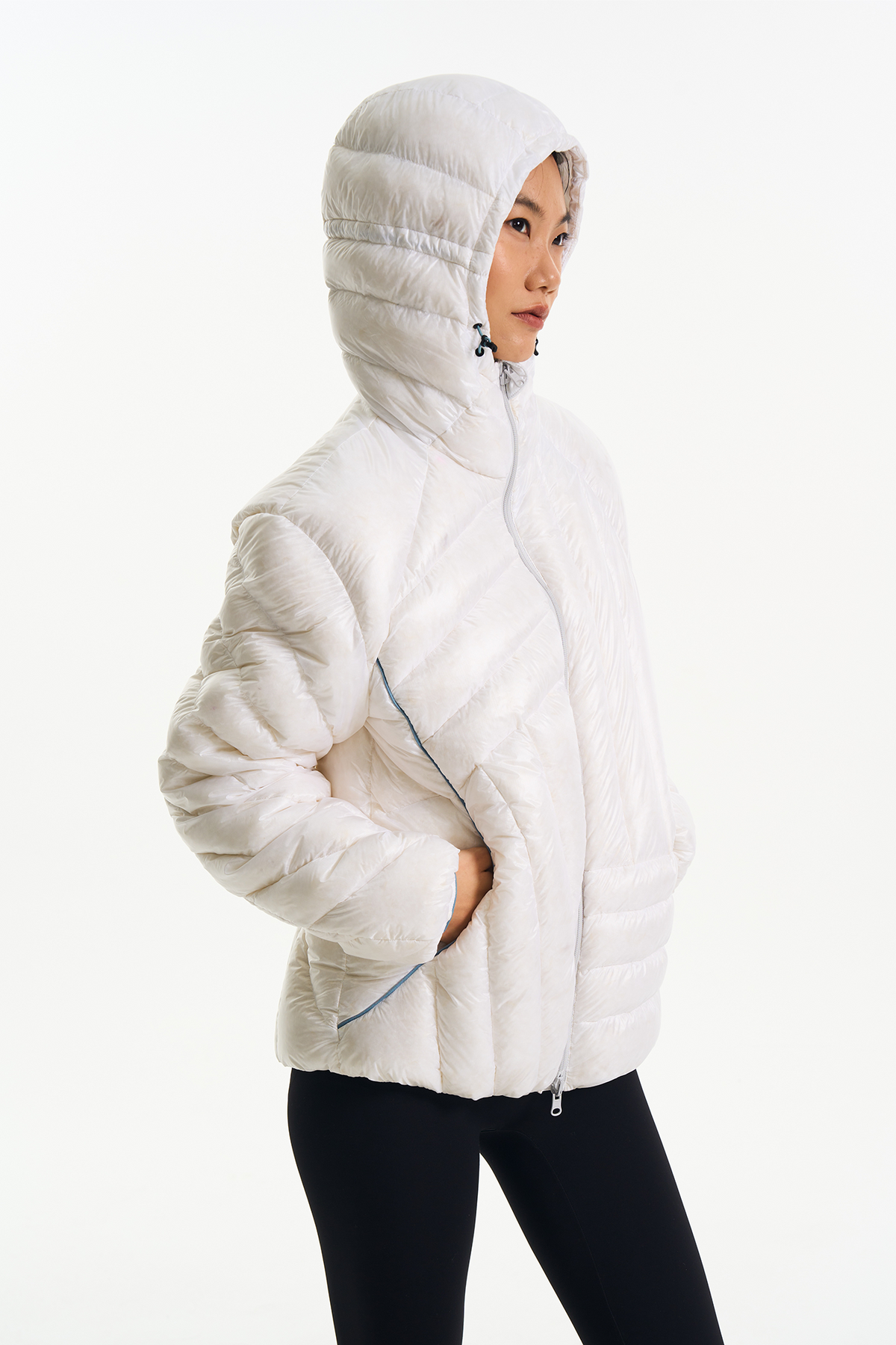 HALCYON Splash-Proof Ribbed Hooded Down Jacket, premium urban and streetwear designers apparel on PROJECTISR.com, HALCYON