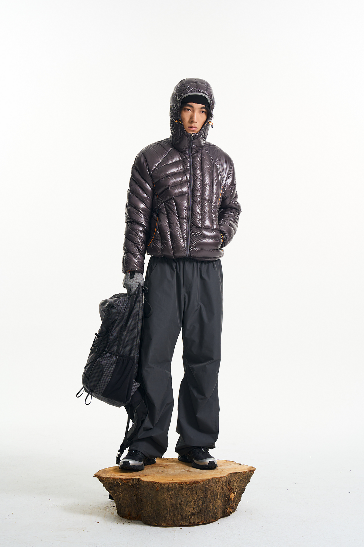 HALCYON Splash-Proof Ribbed Hooded Down Jacket, premium urban and streetwear designers apparel on PROJECTISR.com, HALCYON