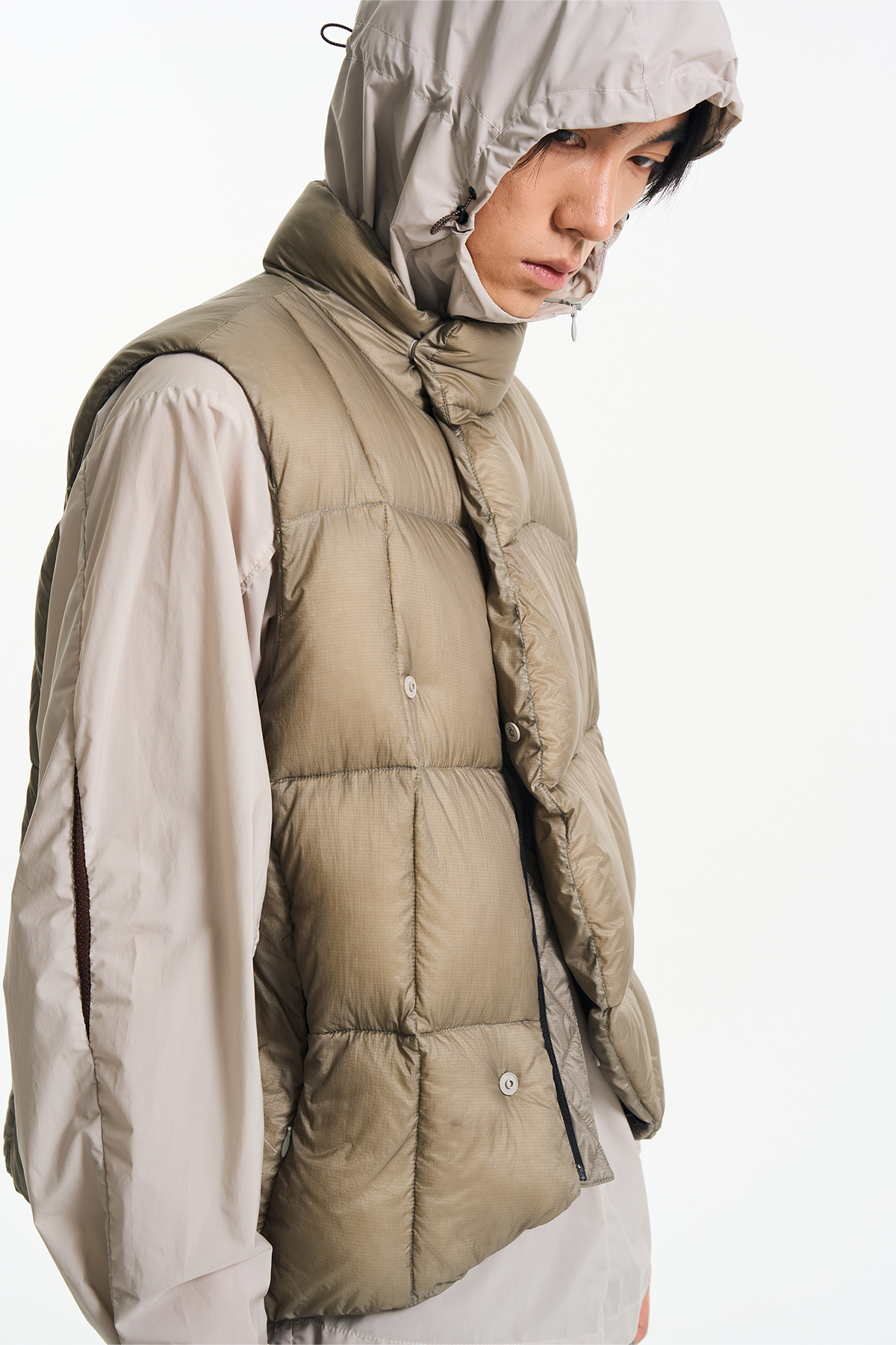 HALCYON Outdoor Stand-Collar Down Vest, premium urban and streetwear designers apparel on PROJECTISR.com, HALCYON