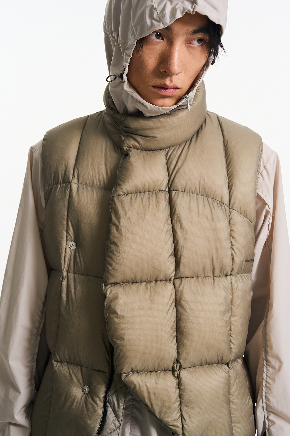 HALCYON Outdoor Stand-Collar Down Vest, premium urban and streetwear designers apparel on PROJECTISR.com, HALCYON