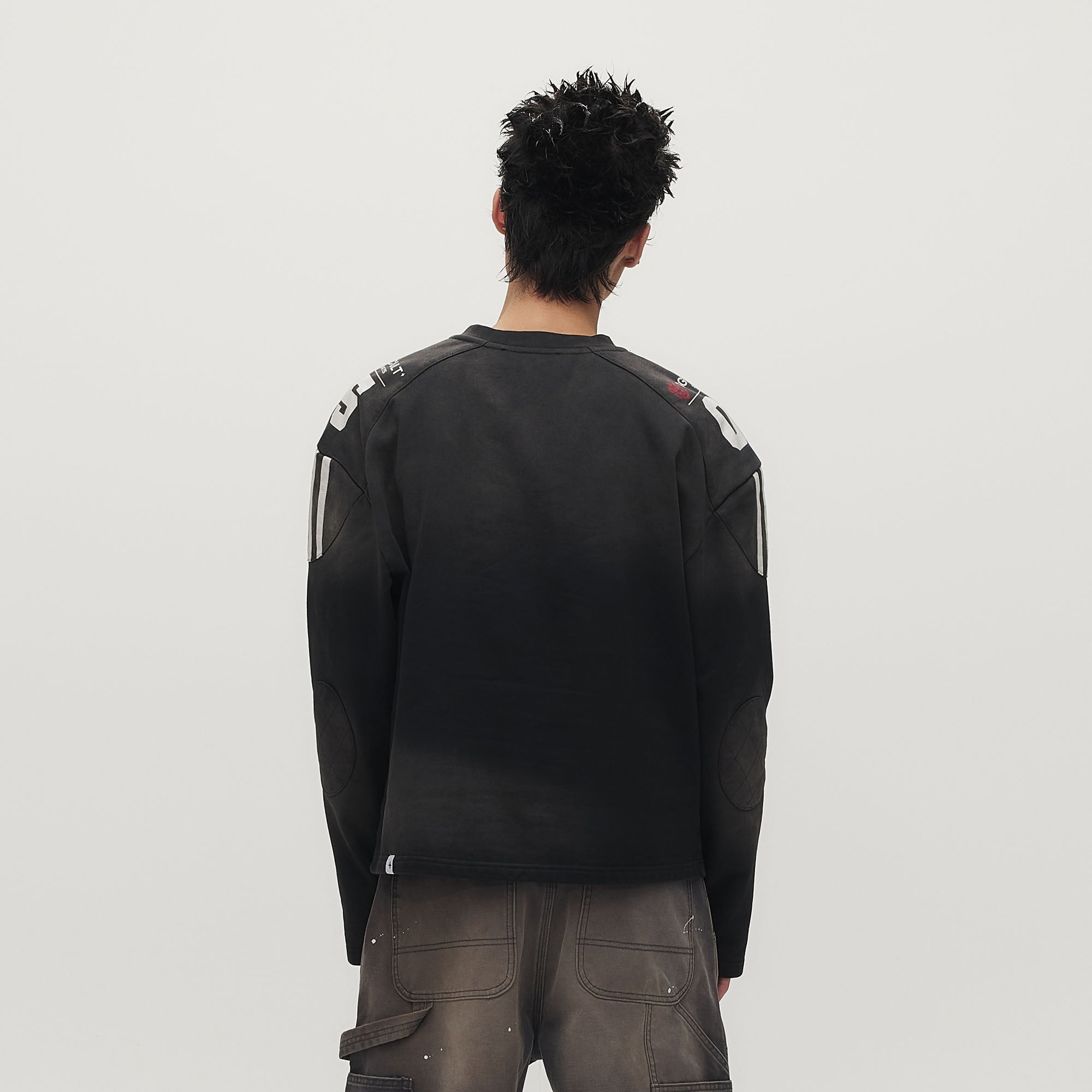 SAVAGEGROWTHWORLD Athletic Distressed Patch Sweatshirt