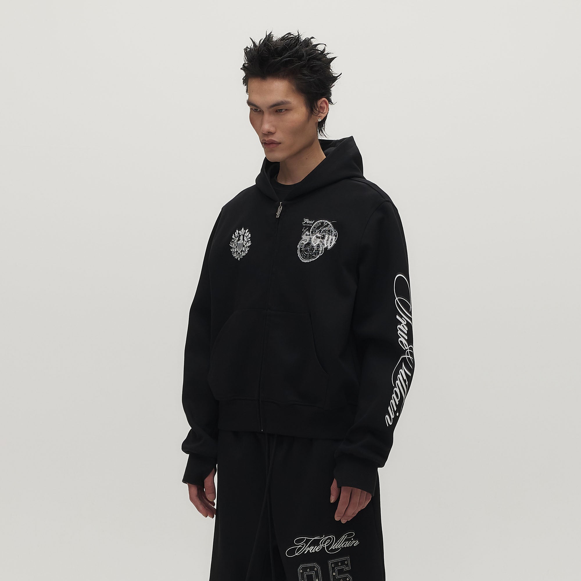 SAVAGEGROWTHWORLD No.05 True Villain Patch Zip-Up Hoodie